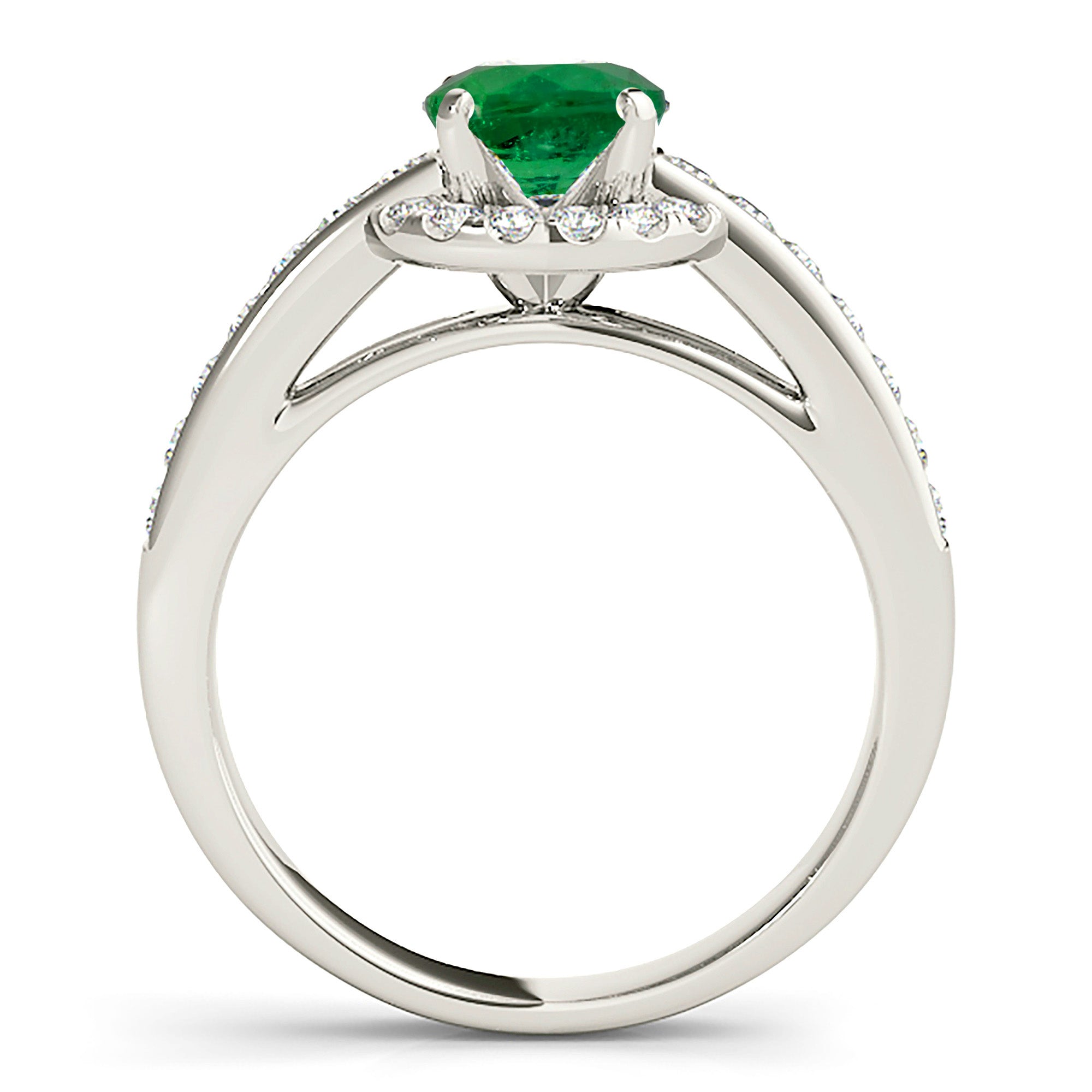 1.75 ct. Genuine Emerald Ring With 0.40 ctw. Diamond Halo, Channel Set Diamond Band-in 14K/18K White, Yellow, Rose Gold and Platinum - Christmas Jewelry Gift -VIRABYANI