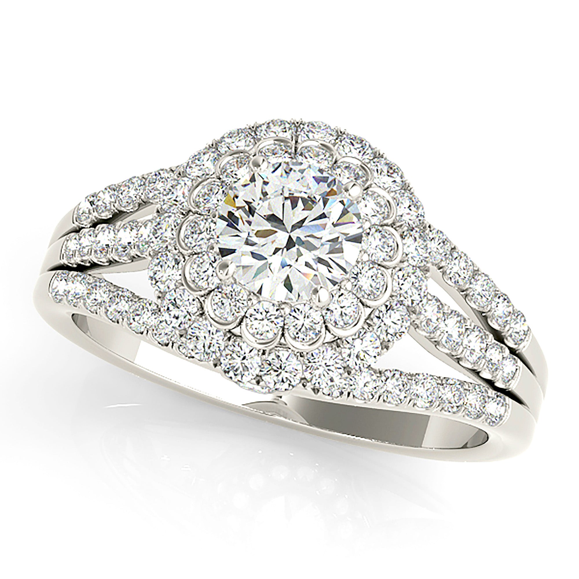 Halo Round Diamond Engagement Ring-in 14K/18K White, Yellow, Rose Gold and Platinum - Christmas Jewelry Gift -VIRABYANI