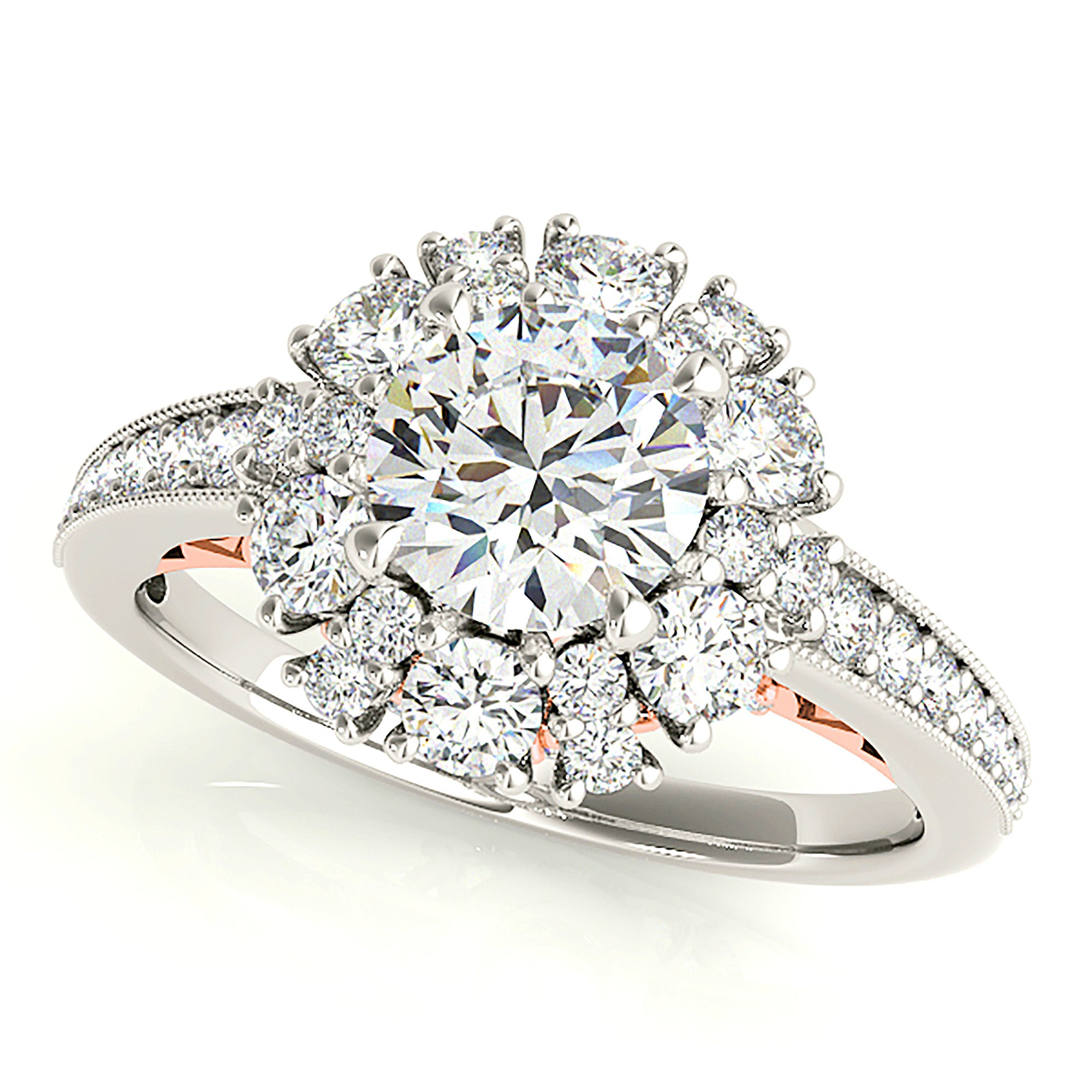 Halo Round Diamond Engagement Ring-VIRABYANI