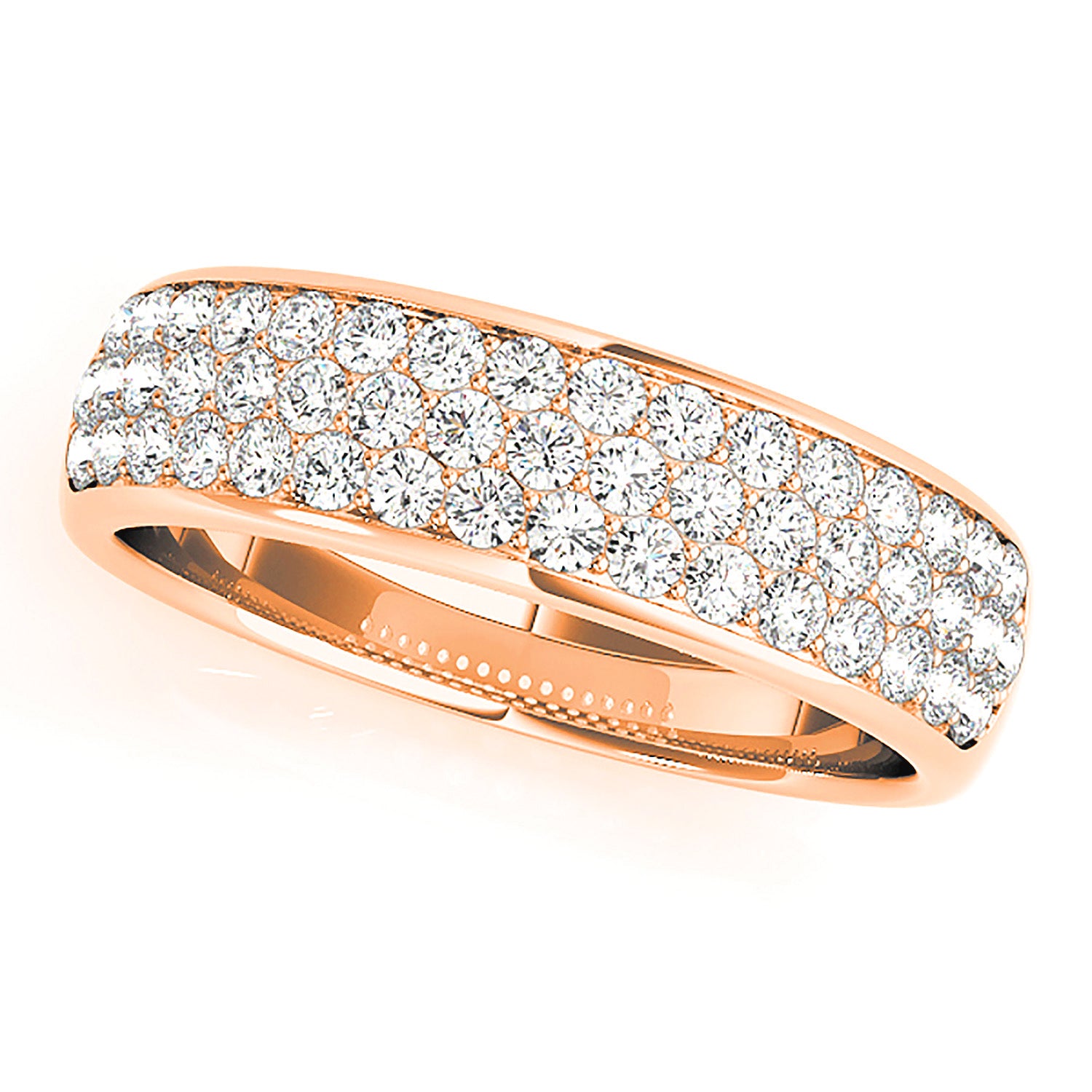 Triple Row 0.70 ctw. Round Diamond Wedding Band-VIRABYANI