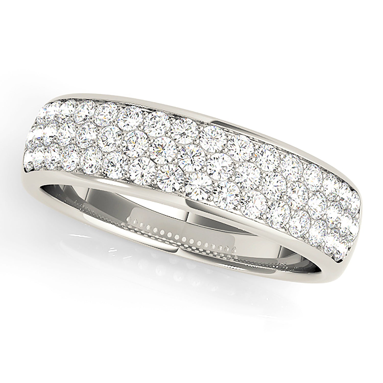 Triple Row 0.70 ctw. Round Diamond Wedding Band-VIRABYANI
