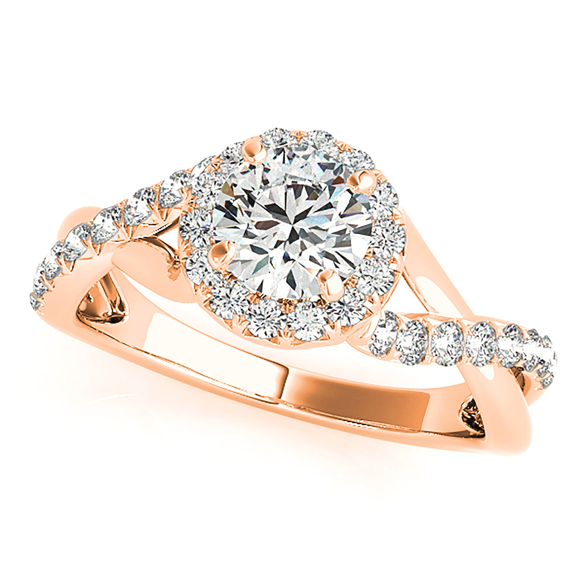 Halo Round Diamond Engagement Ring-in 14K/18K White, Yellow, Rose Gold and Platinum - Christmas Jewelry Gift -VIRABYANI