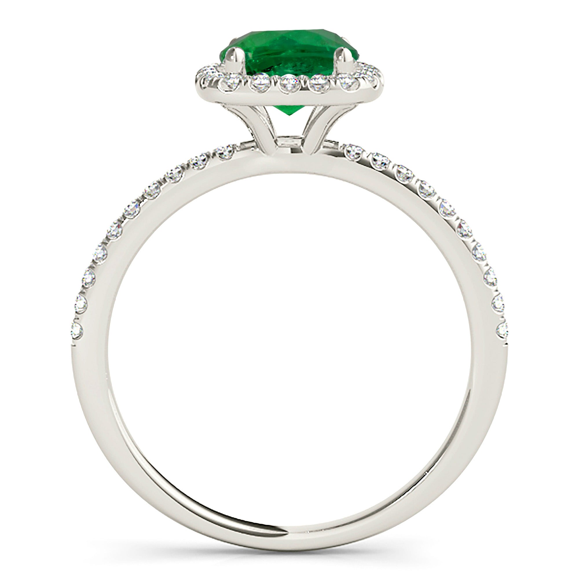 1.14 ct. Genuine Emerald Ring With 0.20 ctw. Diamond Halo And Delicate Diamond band-VIRABYANI