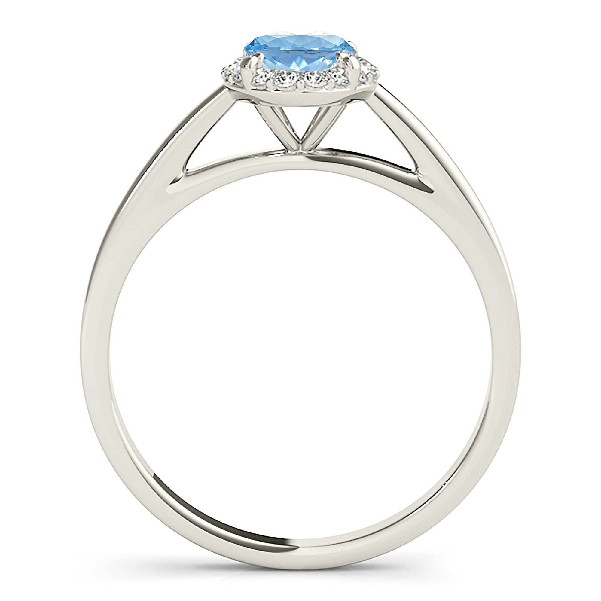 1.27 ct. Genuine Oval Aquamarine Ring With 0.20 ctw. Diamond Halo and Solid Gold Band | Oval Blue Aquamarine Halo Ring-in 14K/18K White, Yellow, Rose Gold and Platinum - Christmas Jewelry Gift -VIRABYANI