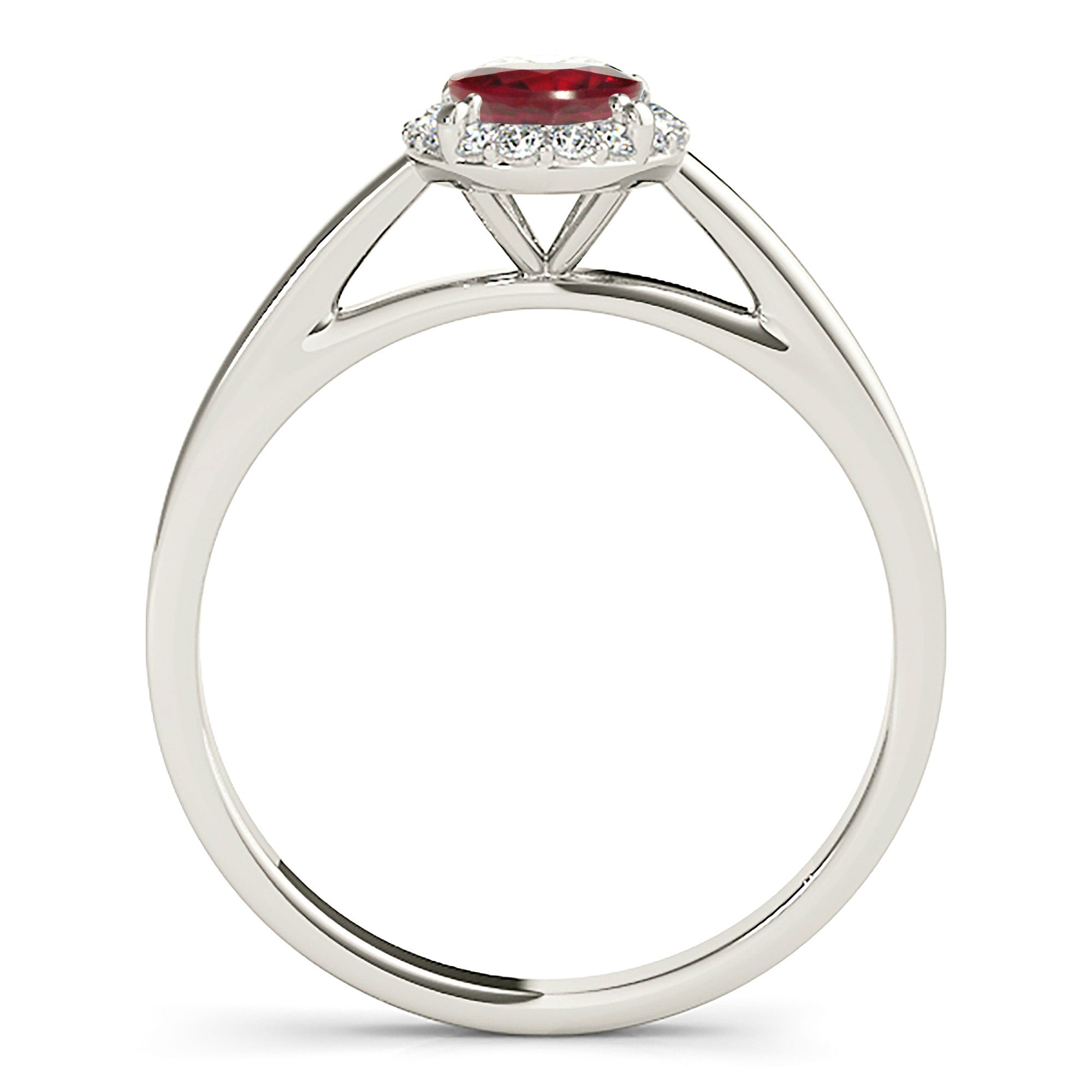 1.55 ct. Genuine Oval Ruby and 0.20 ctw. Diamond Halo And Solid Gold Solitaire Band-VIRABYANI