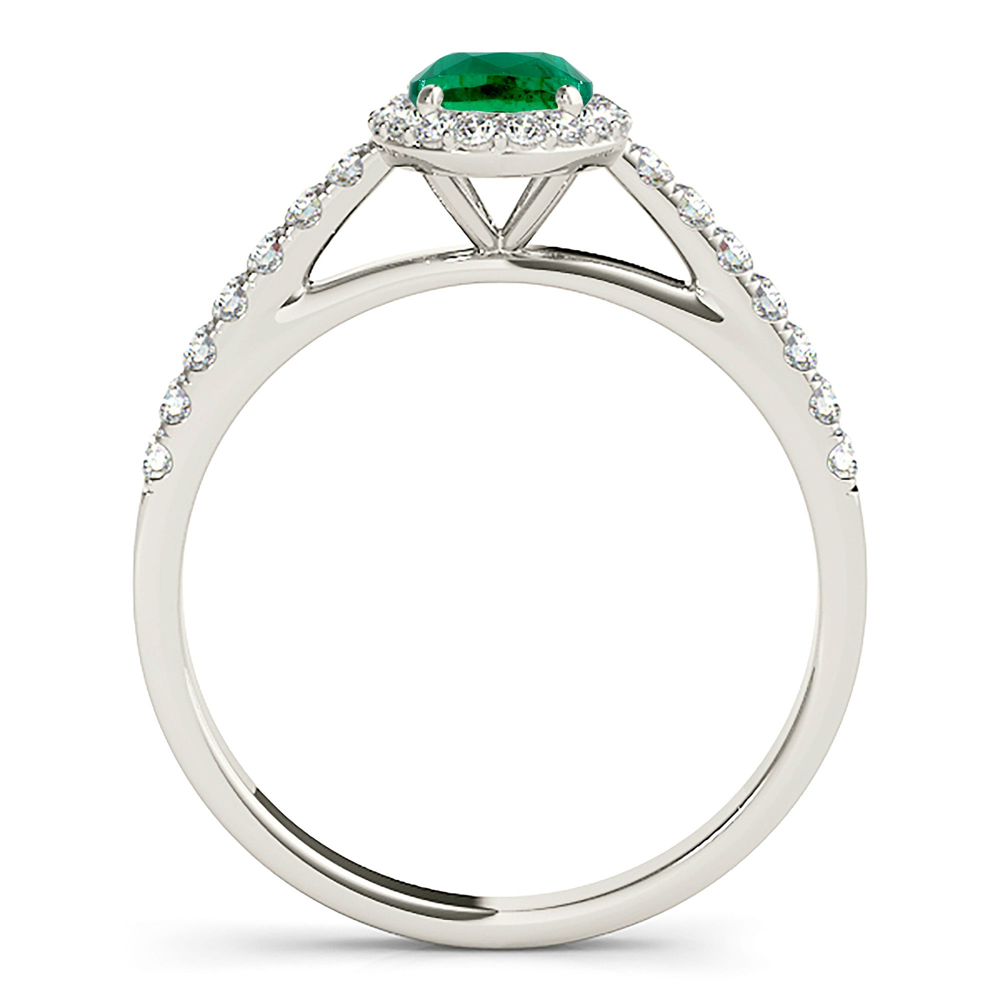 1.30 ct. Genuine Oval Emerald With 0.25 ctw. Diamond Halo And Thin Diamond Band-VIRABYANI