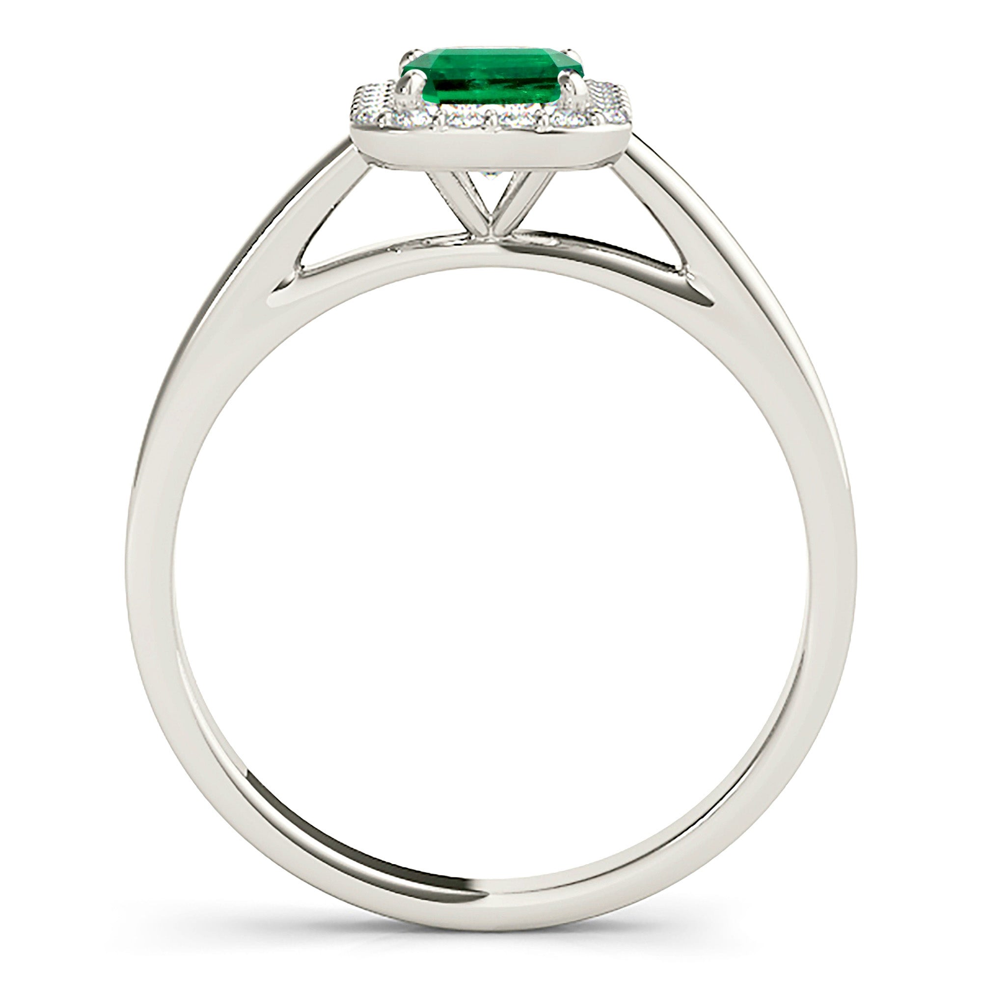1.00 ct. Genuine Emerald Ring With 0.20 ctw. Diamond Halo and Solid Gold Band, Emerald Cut Emerald-VIRABYANI