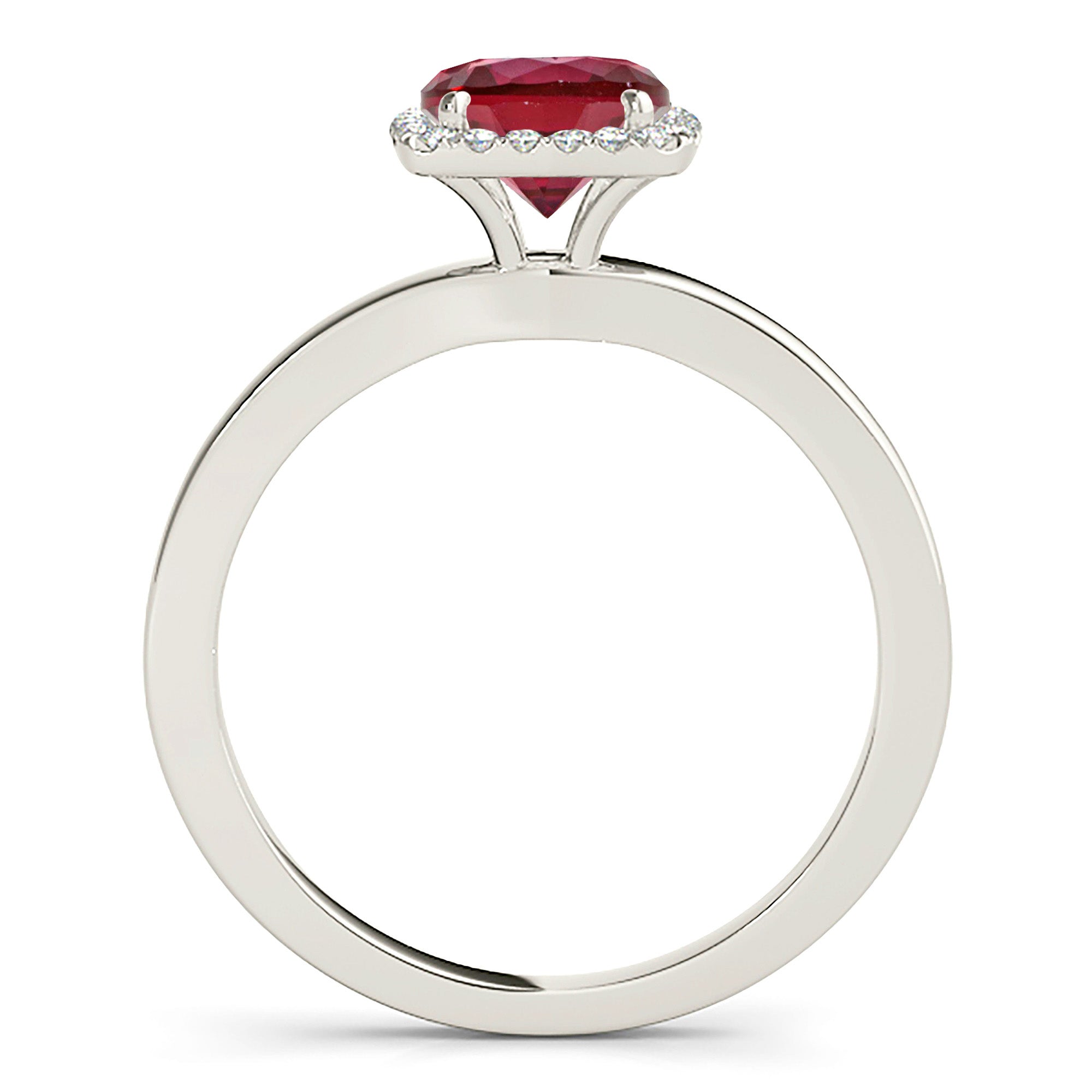1.79 ct. Genuine Ruby Ring With 0.20 ctw. Diamond Cushion Halo And Solid Gold Solitaire Band-VIRABYANI