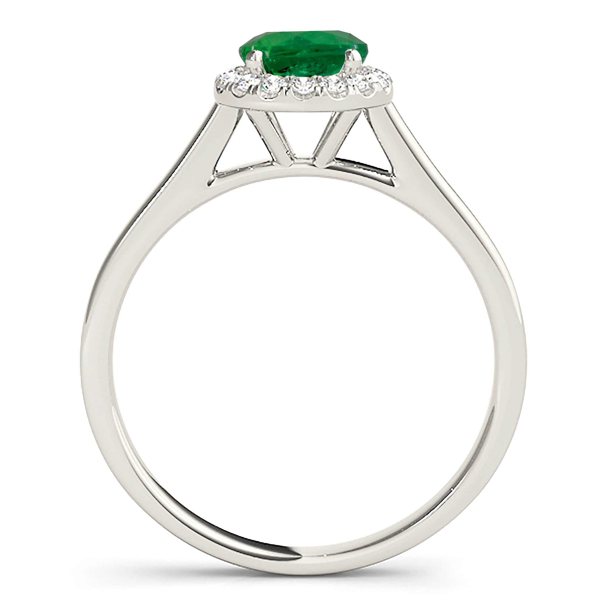 1.14 ct. Genuine Emerald Ring With 0.10 ctw. Diamond Halo And Solid Gold Shank-VIRABYANI