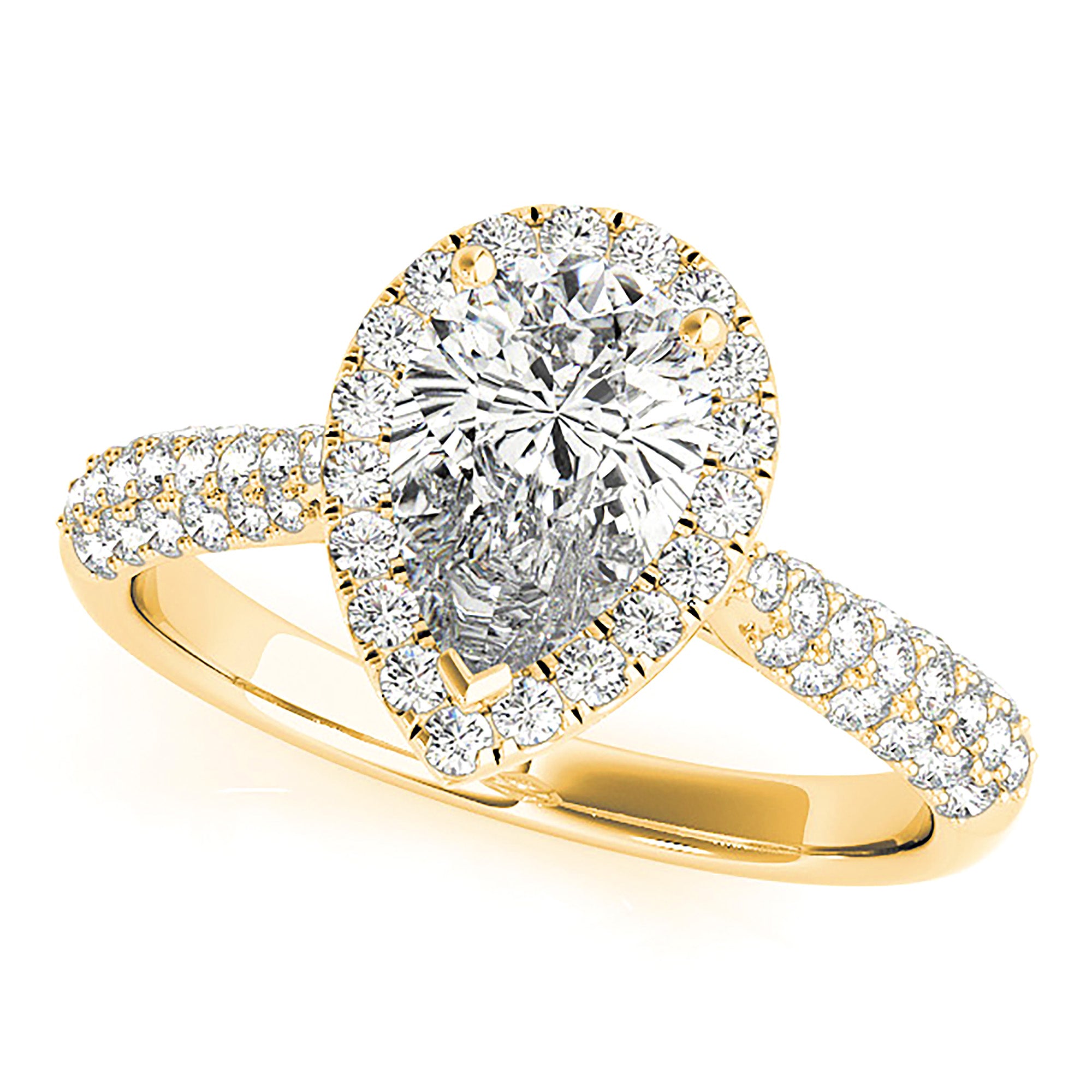 Halo Pear Diamond Engagement Ring-in 14K/18K White, Yellow, Rose Gold and Platinum - Christmas Jewelry Gift -VIRABYANI