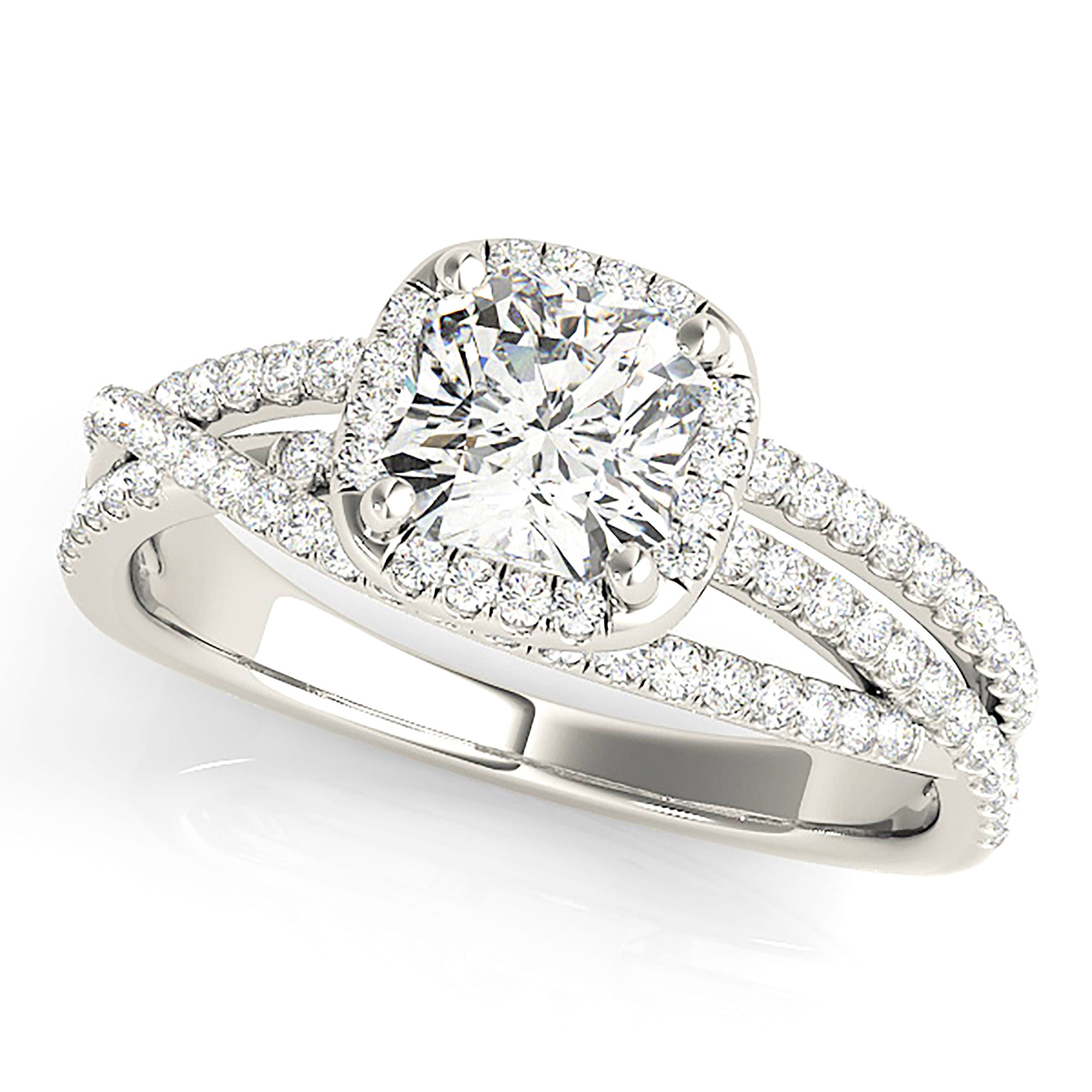 Halo Cushion Cut Diamond Engagement Ring-in 14K/18K White, Yellow, Rose Gold and Platinum - Christmas Jewelry Gift -VIRABYANI