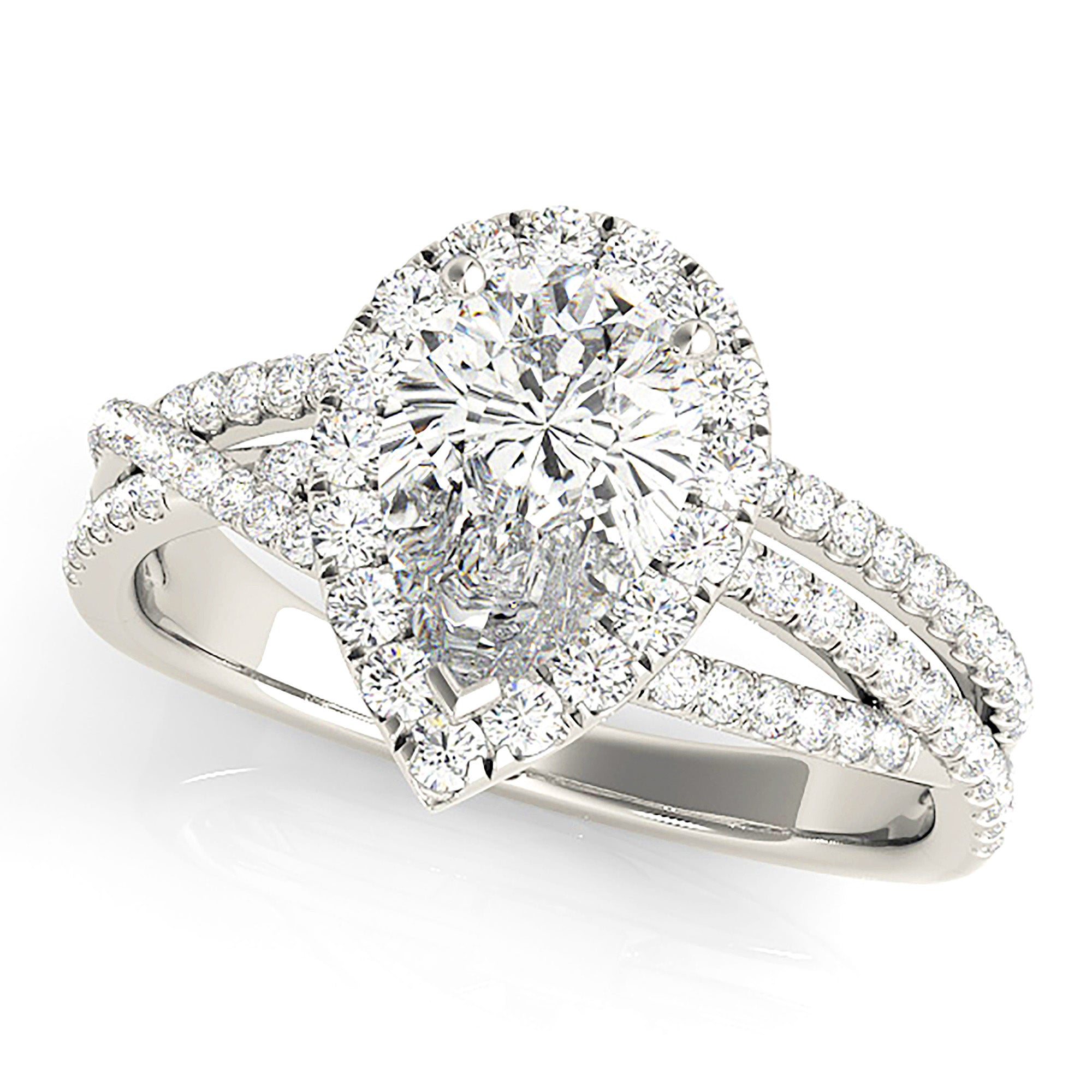 Halo Pear Diamond Engagement Ring-in 14K/18K White, Yellow, Rose Gold and Platinum - Christmas Jewelry Gift -VIRABYANI