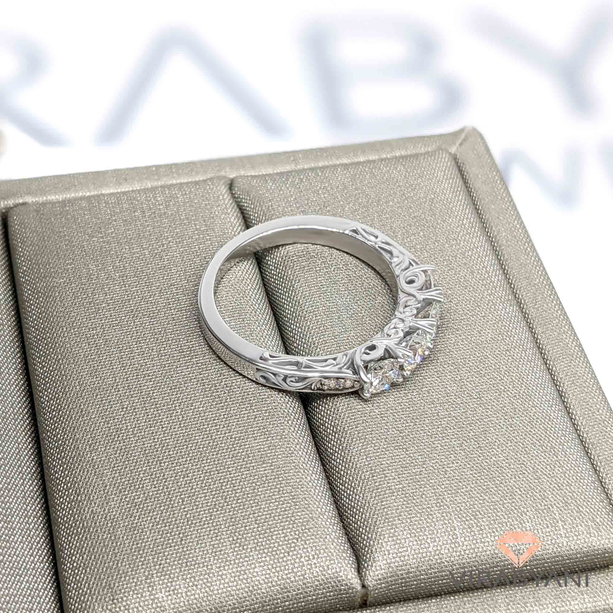 Vintage Inspired 1.0 ct. Diamond Wedding Band Four Stone-VIRABYANI