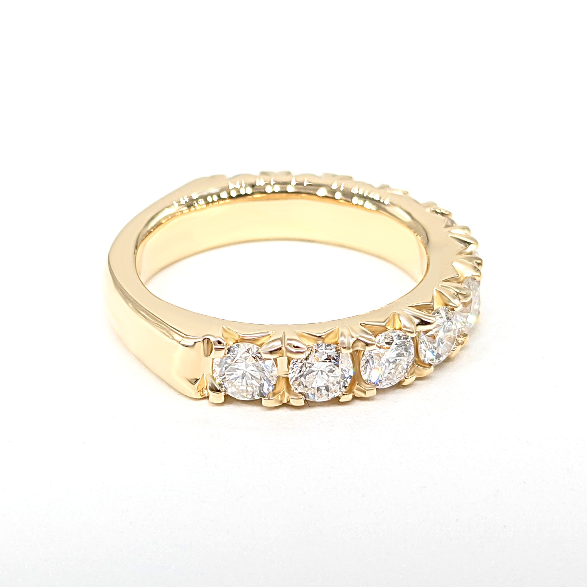 1.40 ct, French Pave Diamond Wedding Band 11 Stone Ring-in 14K/18K White, Yellow, Rose Gold and Platinum - Christmas Jewelry Gift -VIRABYANI