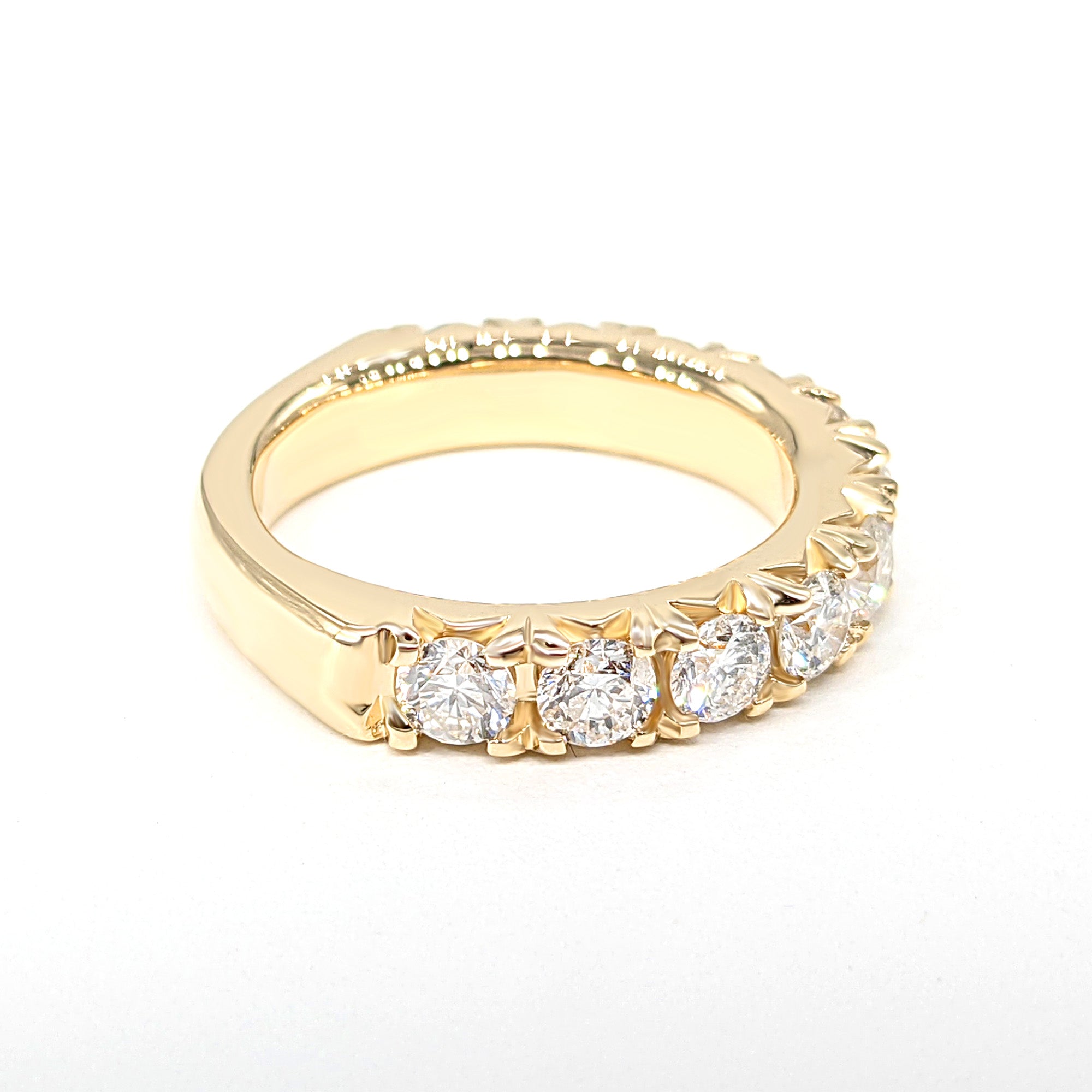 1.40 ct. French Pave Diamond Wedding Band 11 Stone Ring-VIRABYANI