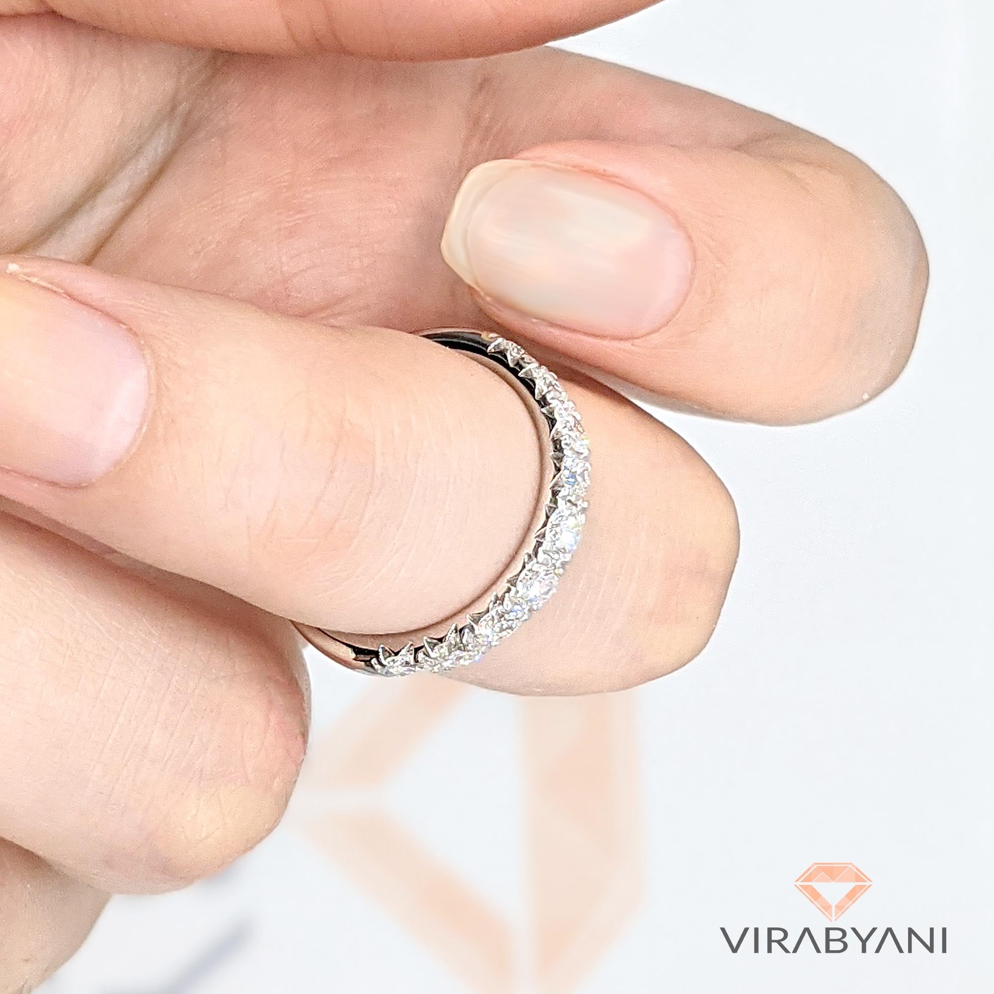 1.00 ct. French Pave Set Round Diamond Wedding Band-VIRABYANI