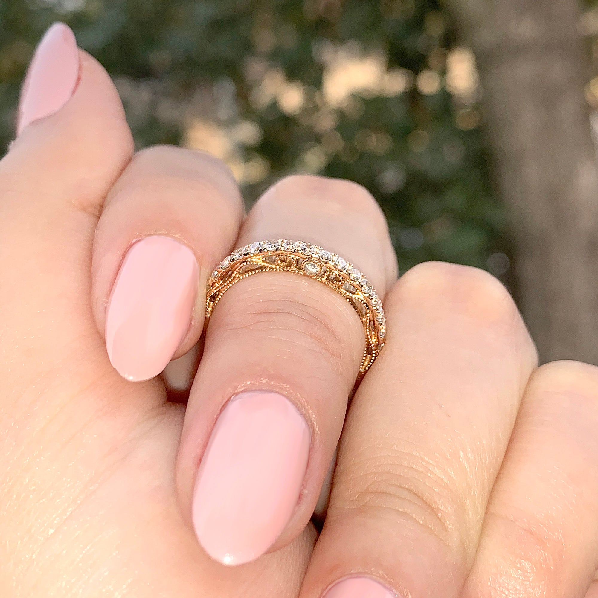 Vintage Inspired 0.50 ct. Diamond Band With Accent Milgrain-VIRABYANI