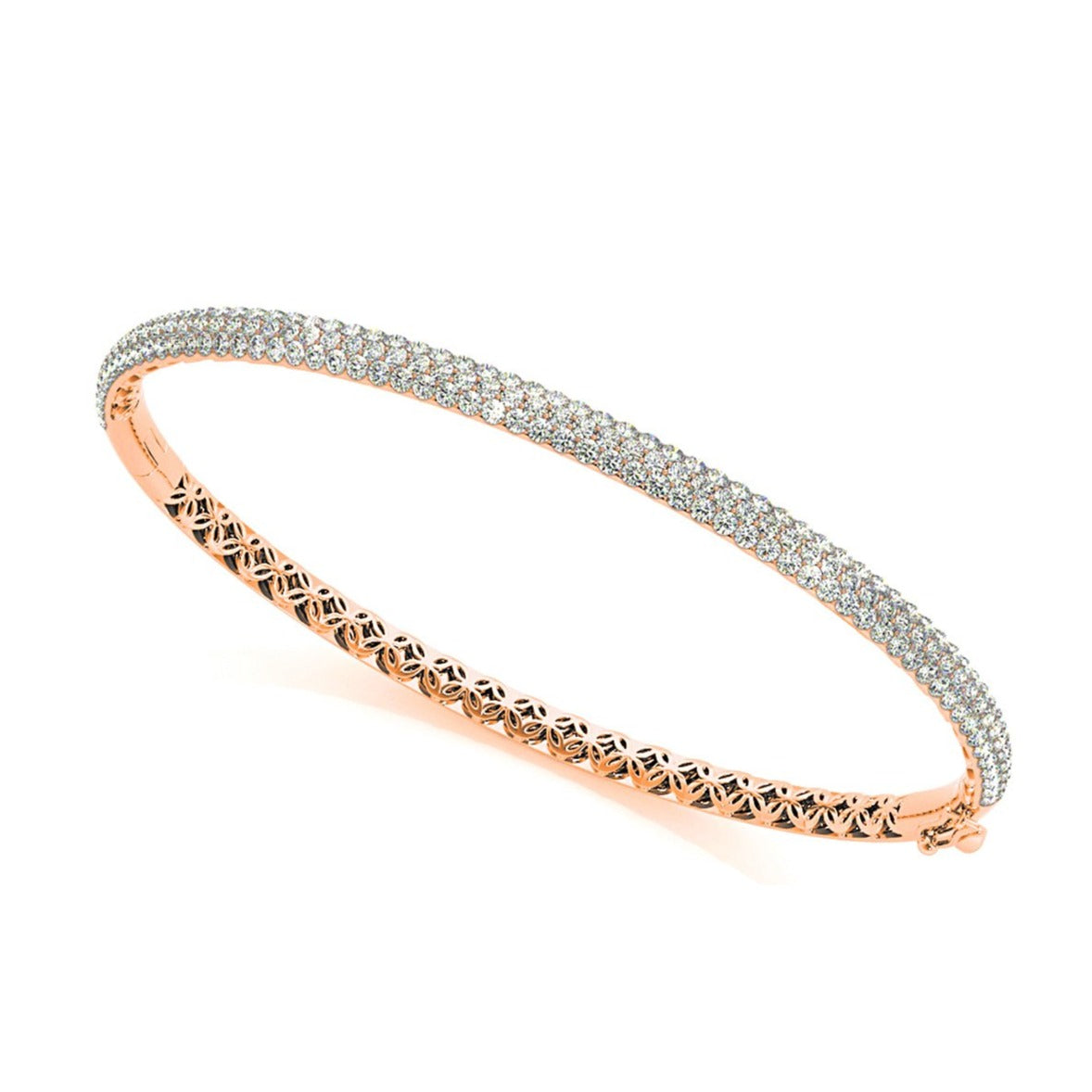 Three Row 2.63 ctw Round Diamond Bracelet Pave Set-VIRABYANI
