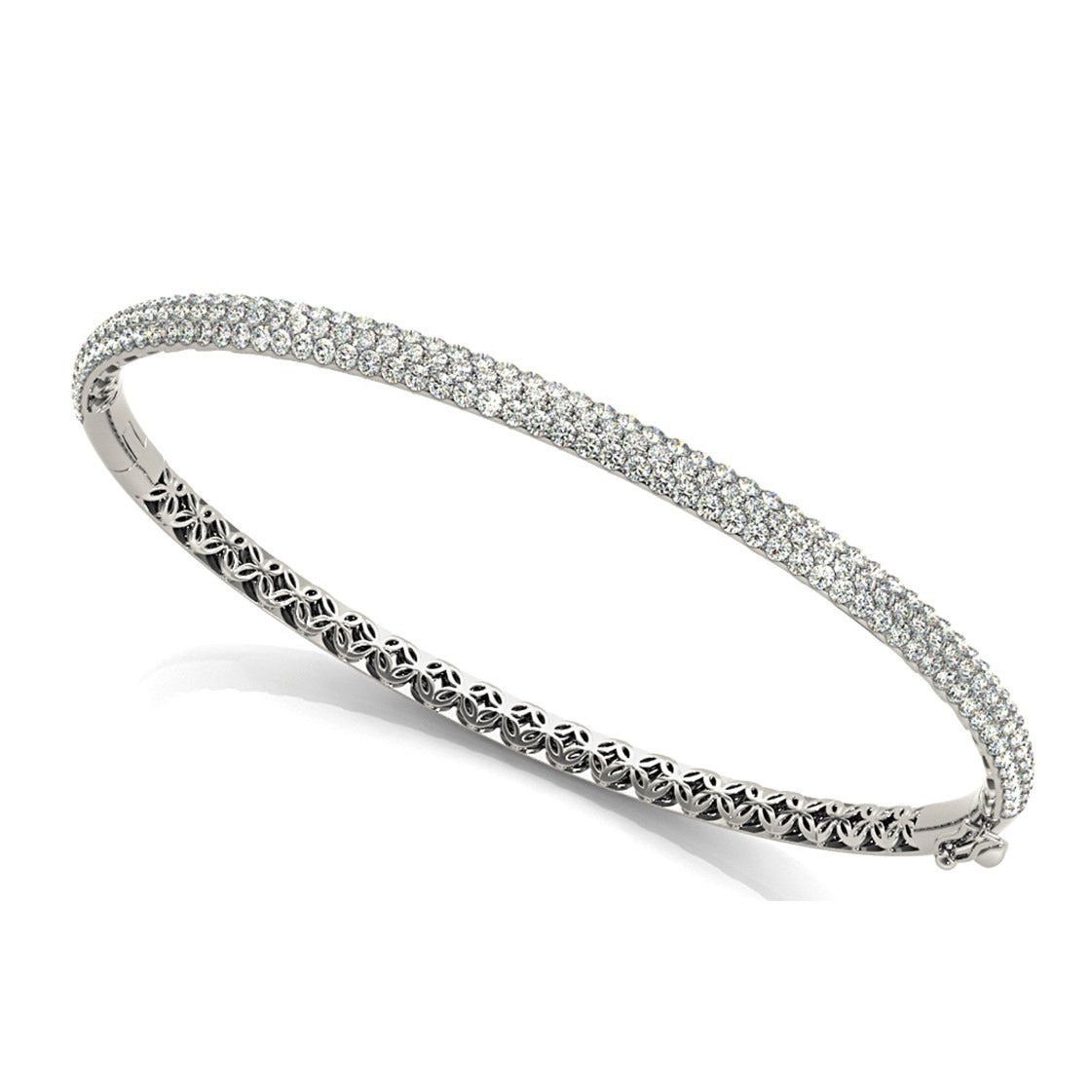 Three Row 2.63 ctw Round Diamond Bracelet Pave Set-VIRABYANI
