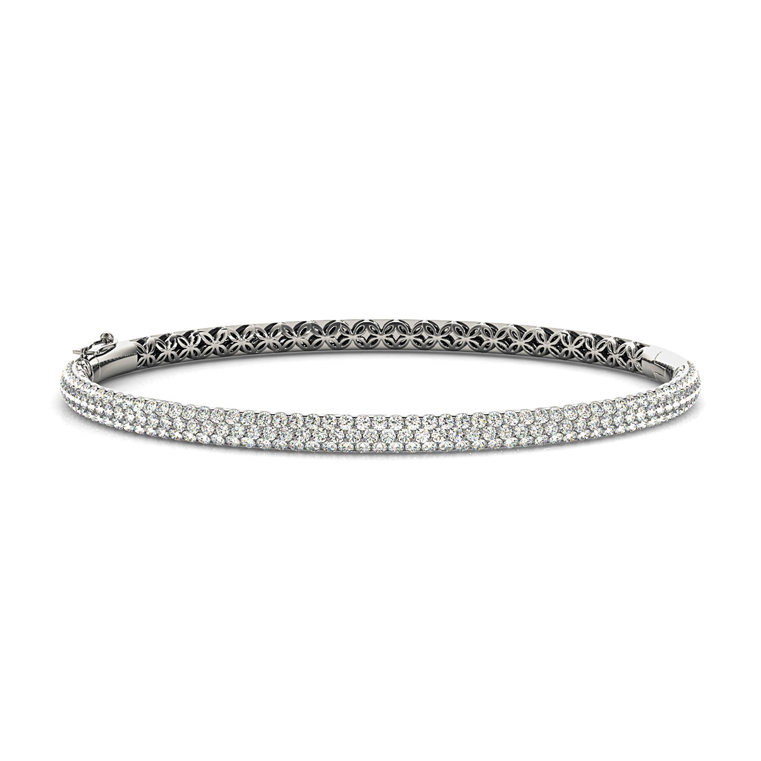 Three Row 2.63 ctw Round Diamond Bracelet Pave Set-VIRABYANI