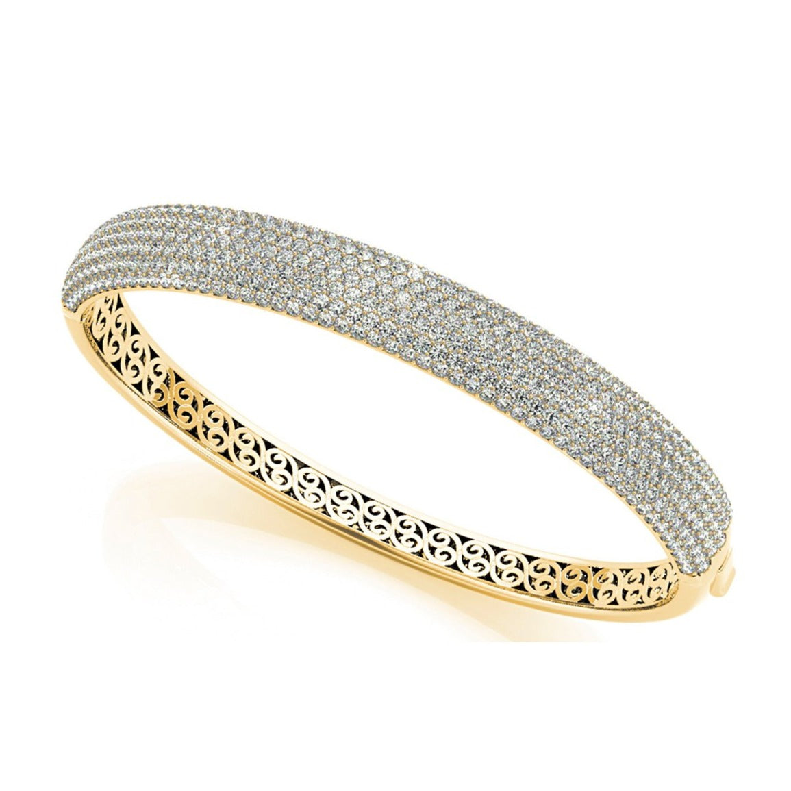 6.75 ctw Multi Row Diamond Pave Set Bangle Bracelet-VIRABYANI