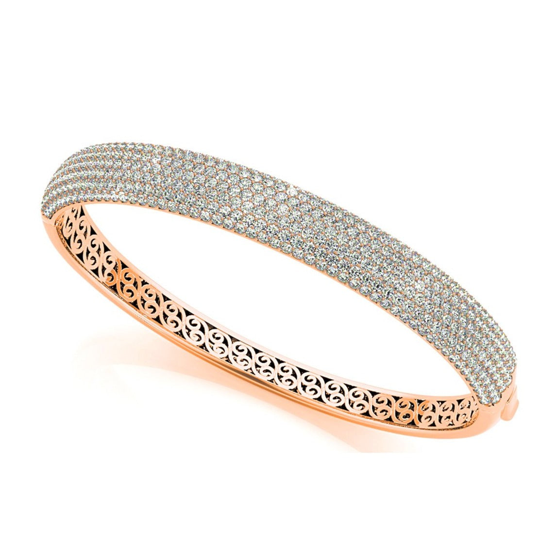 6.75 ctw Multi Row Diamond Pave Set Bangle Bracelet-VIRABYANI