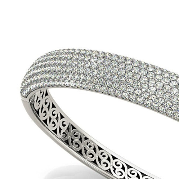 6.75 ctw Multi Row Diamond Pave Set Bangle Bracelet-VIRABYANI