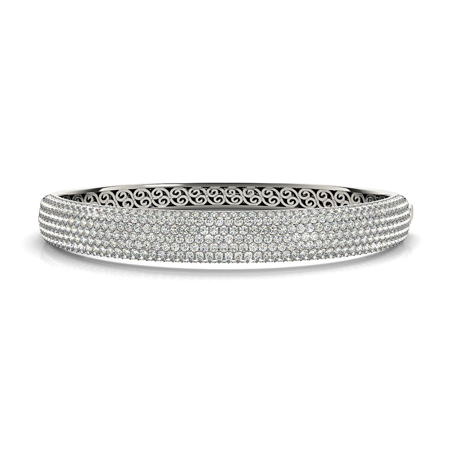 6.75 ctw Multi Row Diamond Pave Set Bangle Bracelet-VIRABYANI