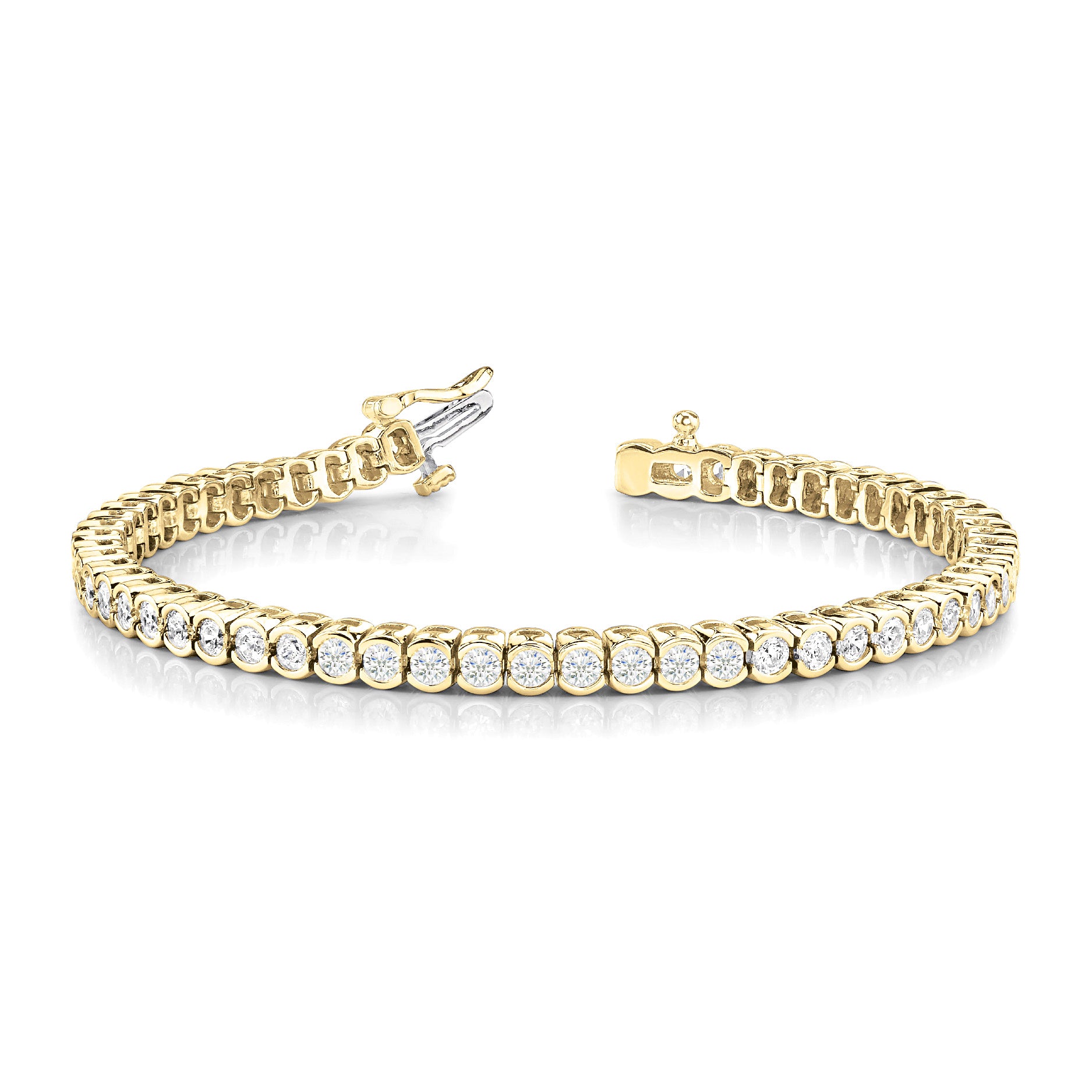 4.00 ctw Round Diamond Bezel Set Tennis Bracelet-in 14K/18K White, Yellow, Rose Gold and Platinum - Christmas Jewelry Gift -VIRABYANI
