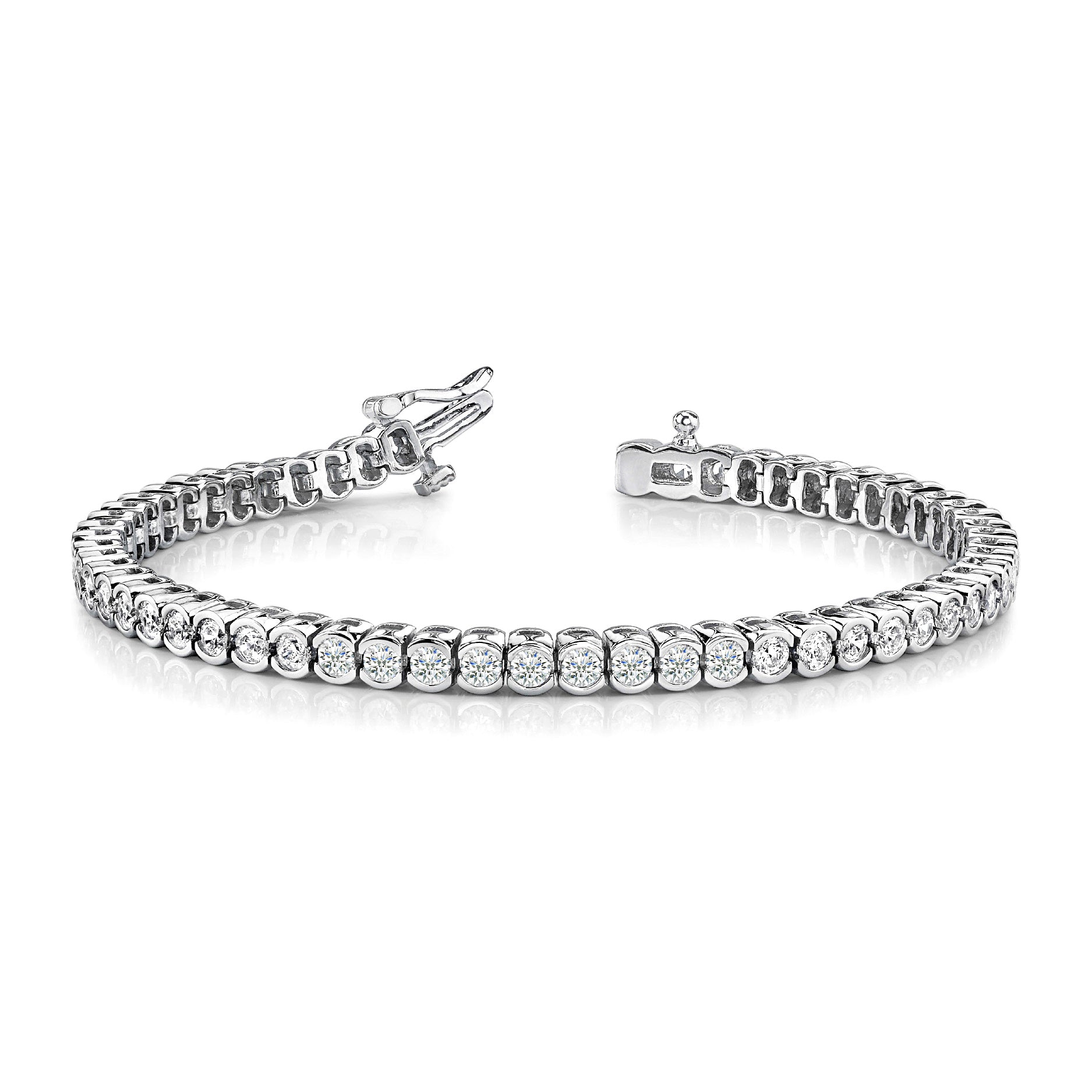 4.00 ctw Round Diamond Bezel Set Tennis Bracelet-in 14K/18K White, Yellow, Rose Gold and Platinum - Christmas Jewelry Gift -VIRABYANI