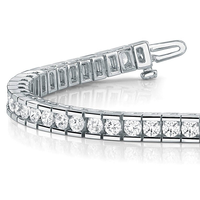 Channel Set 5.50 ctw Round Diamond Tennis Bracelet-in 14K/18K White, Yellow, Rose Gold and Platinum - Christmas Jewelry Gift -VIRABYANI