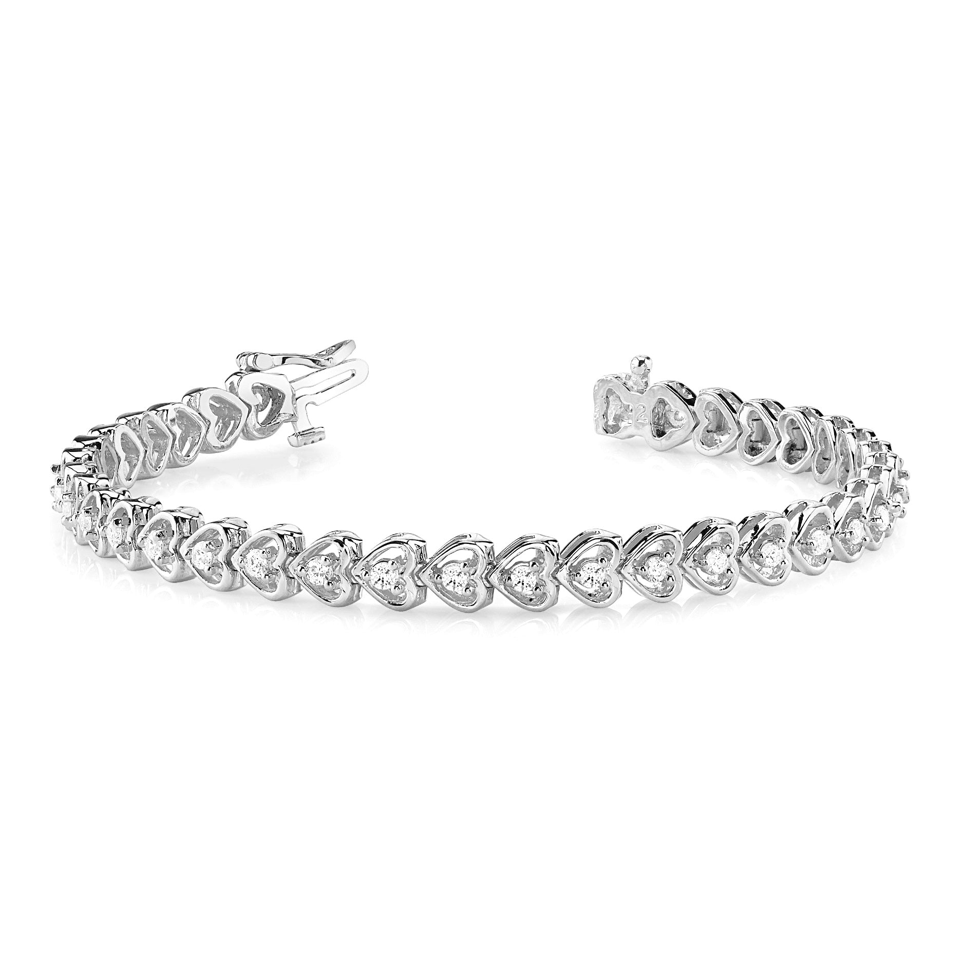 1.25 ctw Round Diamond Hearth Shape Line Bracelet-in 14K/18K White, Yellow, Rose Gold and Platinum - Christmas Jewelry Gift -VIRABYANI