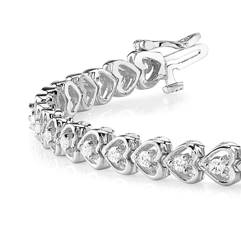 1.25 ctw Round Diamond Hearth Shaped Tennis Bracelet-VIRABYANI