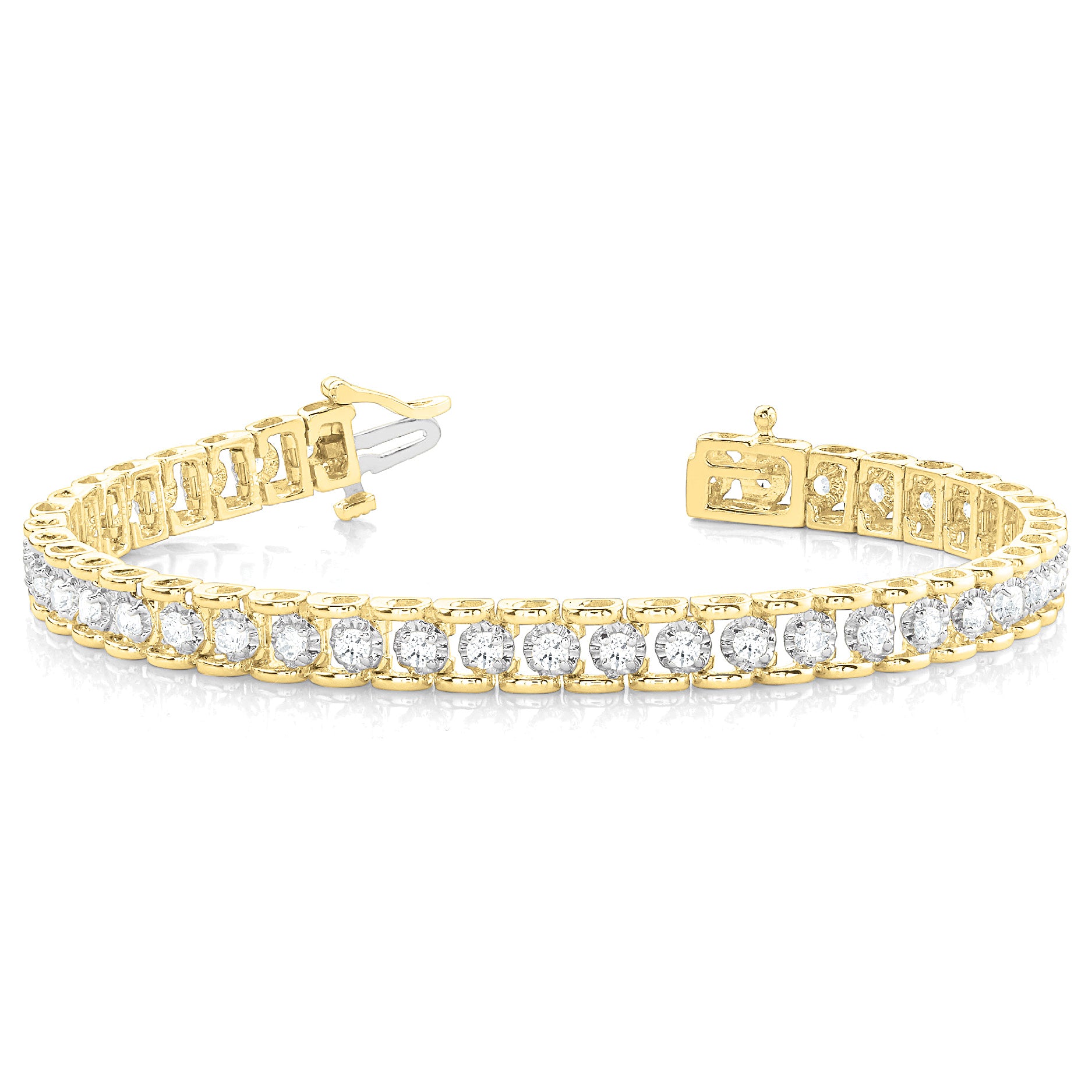 2.0 ctw Round Diamond Tennis Bracelet Four Prong Set-in 14K/18K White, Yellow, Rose Gold and Platinum - Christmas Jewelry Gift -VIRABYANI