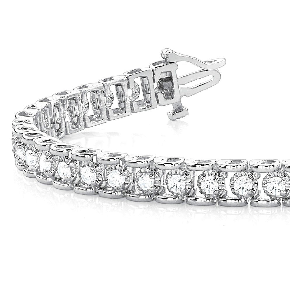 2.0 ctw Round Diamond Tennis Bracelet Four Prong Set-in 14K/18K White, Yellow, Rose Gold and Platinum - Christmas Jewelry Gift -VIRABYANI