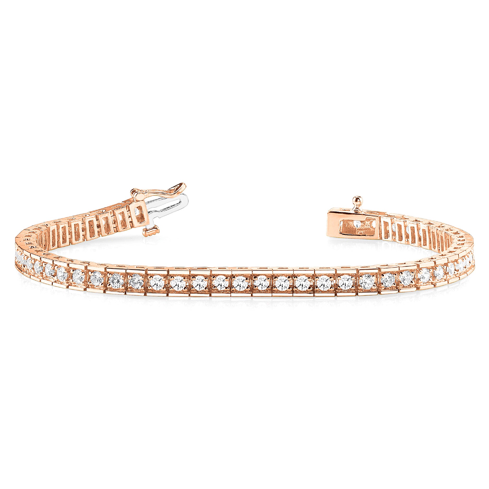 2.25 ctw Round Diamond Tennis Bracelet Four Prong Set In Channel-in 14K/18K White, Yellow, Rose Gold and Platinum - Christmas Jewelry Gift -VIRABYANI