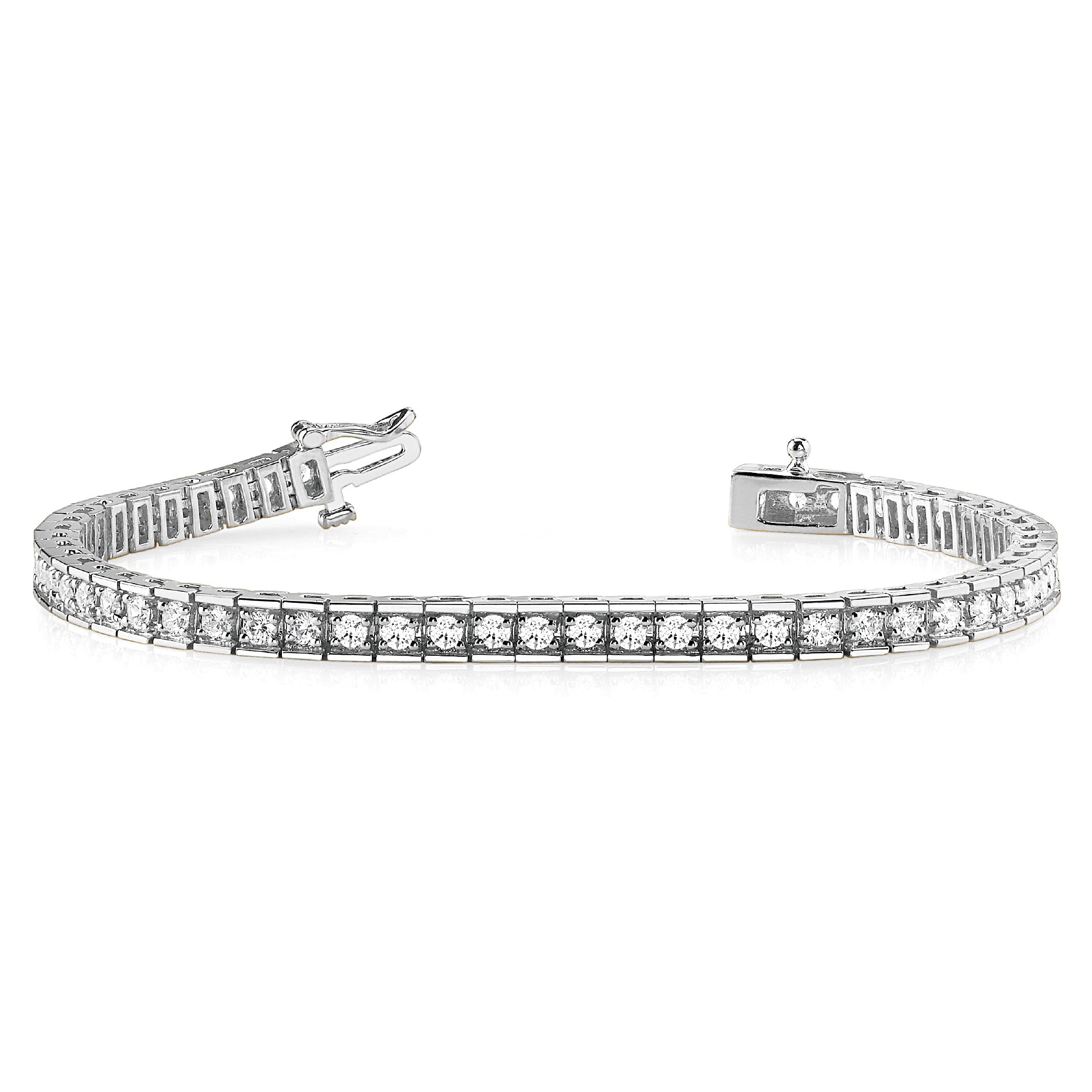 2.25 ctw Round Diamond Tennis Bracelet Four Prong Set In Channel-VIRABYANI