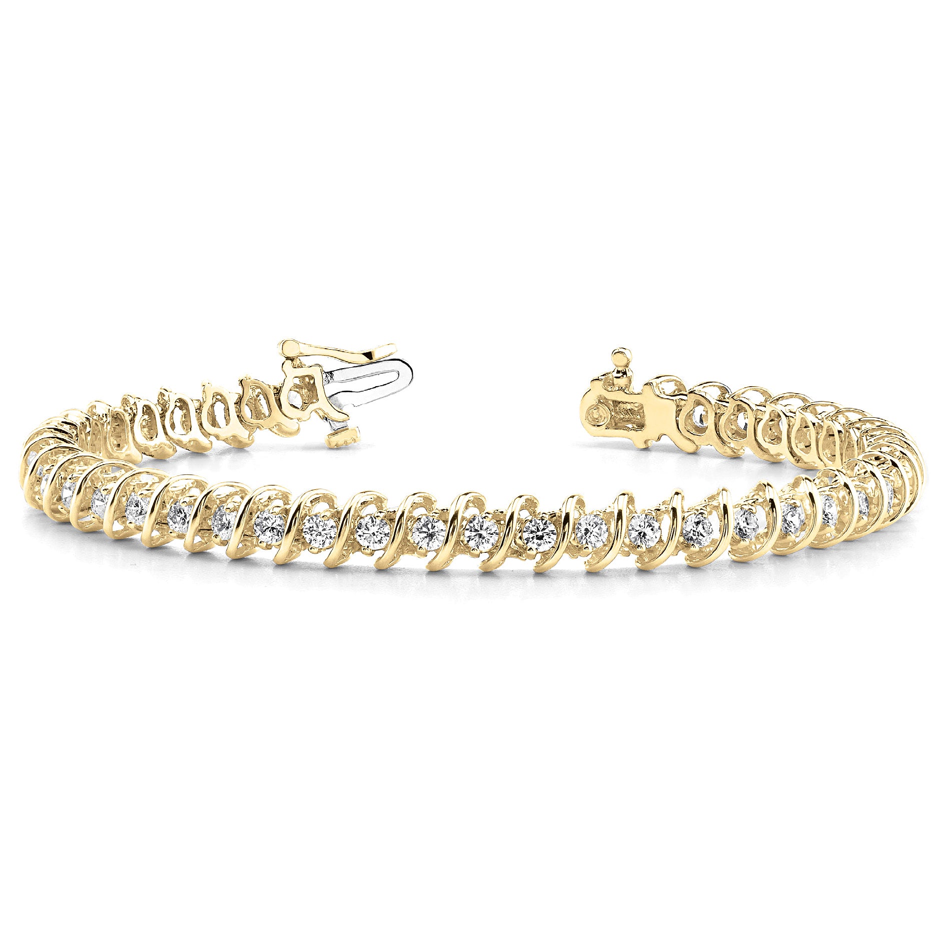 3.0 ctw Round Diamond Tennis Bracelet "S" Bar Style-VIRABYANI