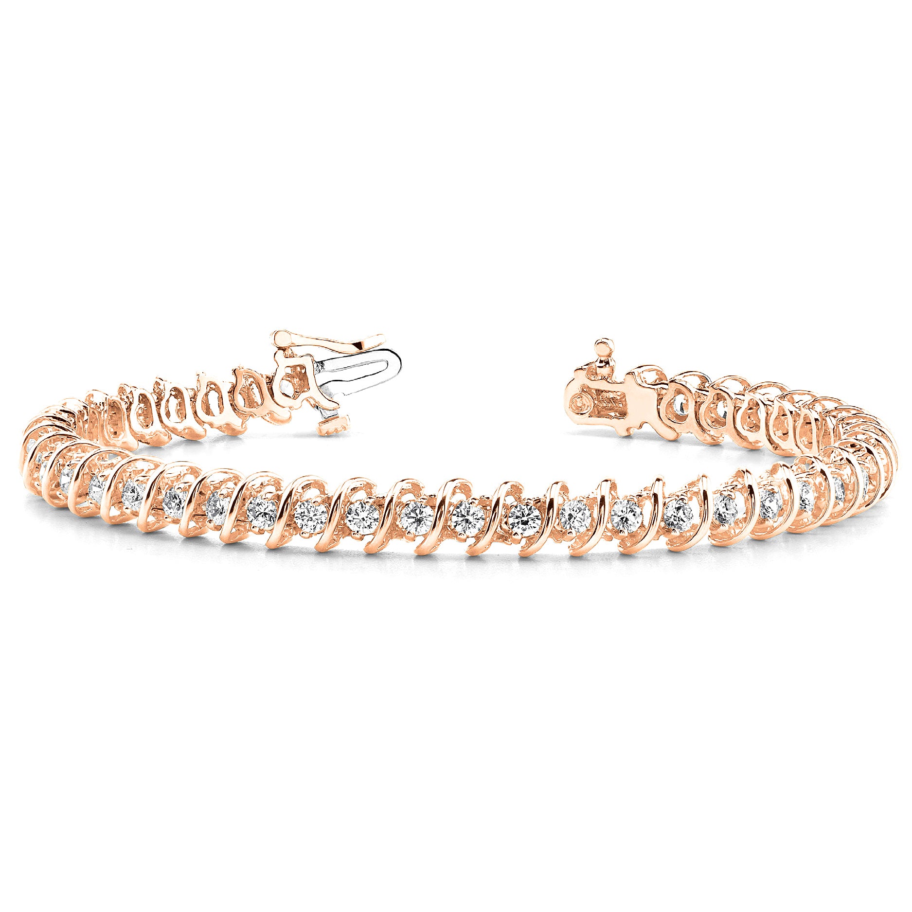 3.0 ctw Round Diamond Tennis Bracelet "S" Bar Style-VIRABYANI