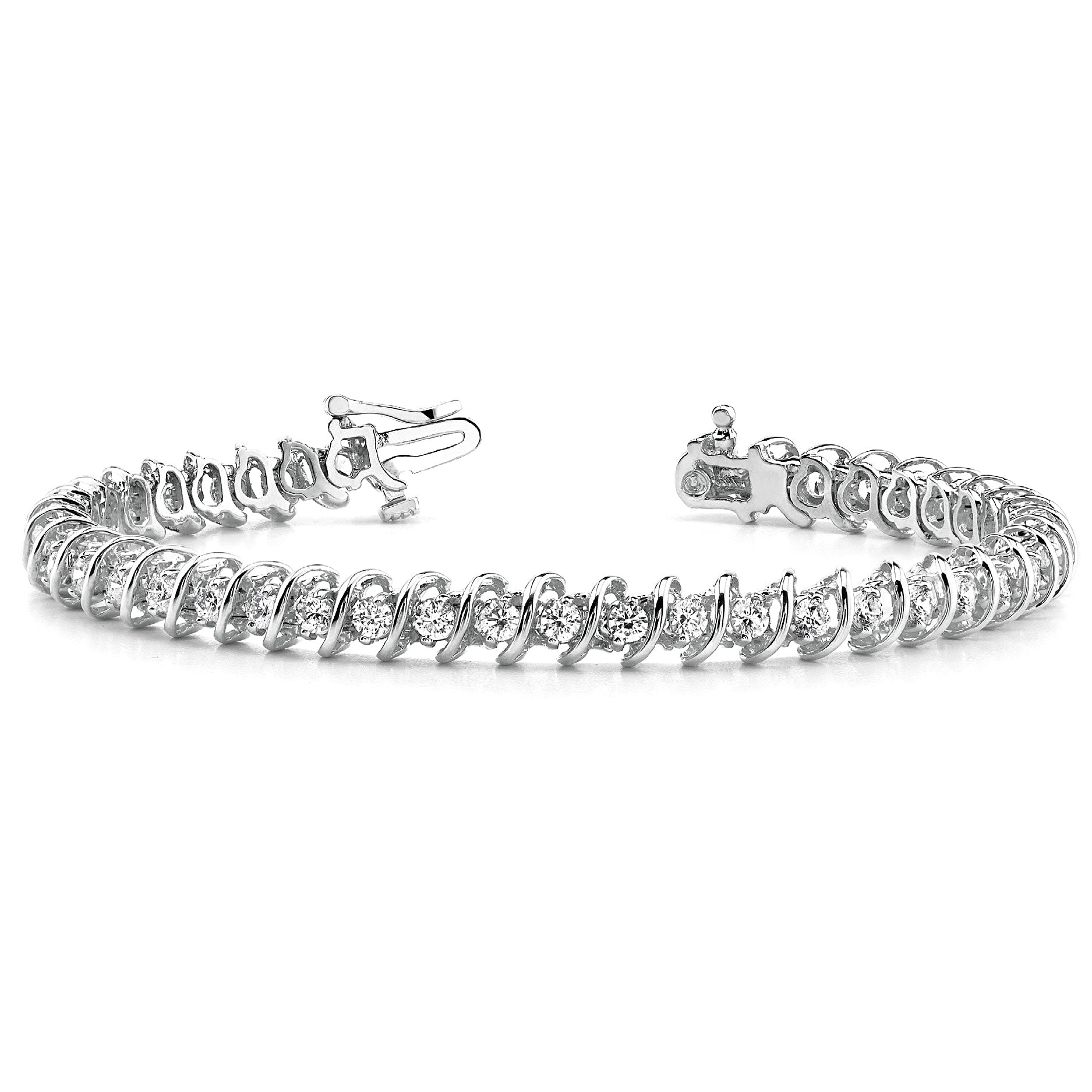 3.0 ctw Round Diamond Tennis Bracelet "S" Bar Style-VIRABYANI