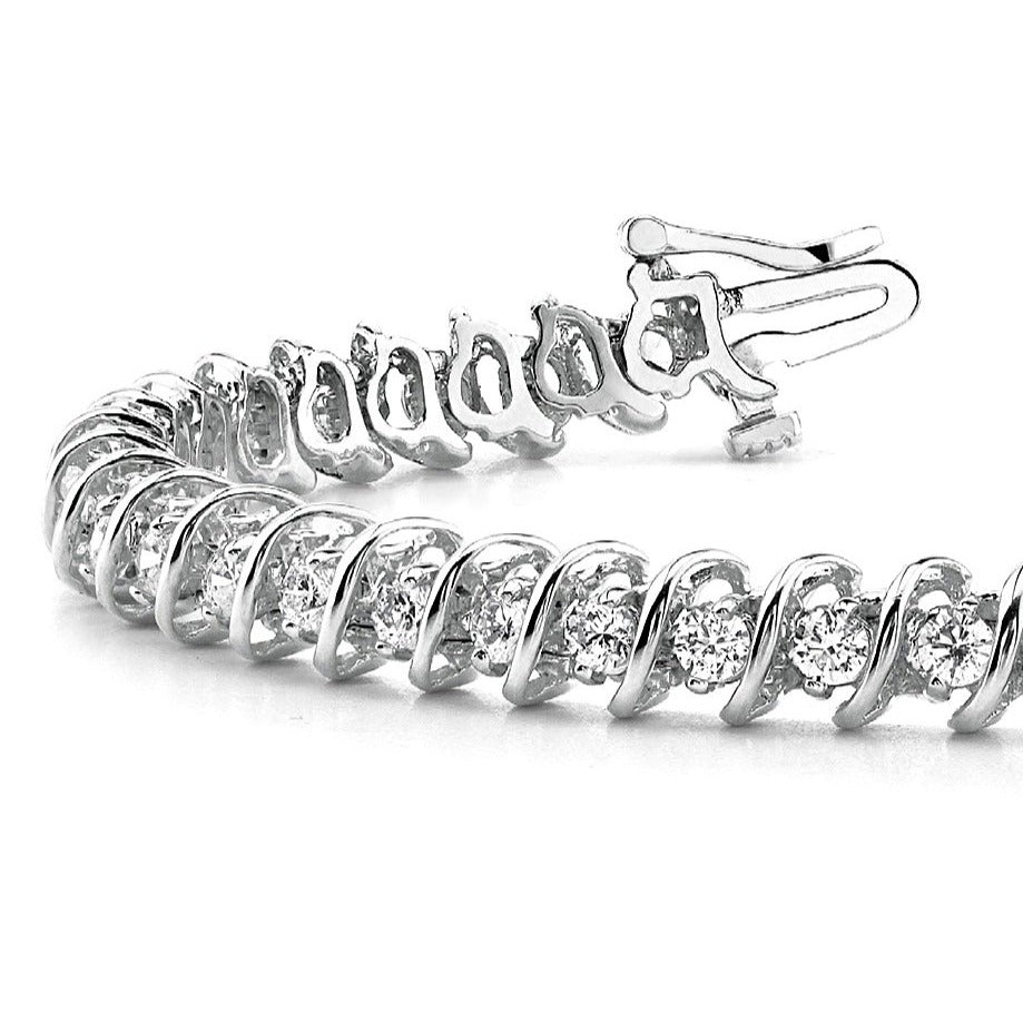 3.0 ctw Round Diamond Tennis Bracelet "S" Bar Style-VIRABYANI