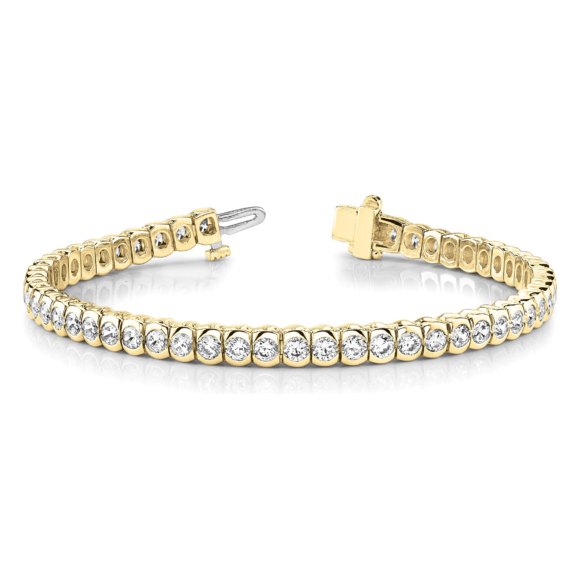6.00 ctw Round Diamond Bezel Set Tennis Bracelet-in 14K/18K White, Yellow, Rose Gold and Platinum - Christmas Jewelry Gift -VIRABYANI