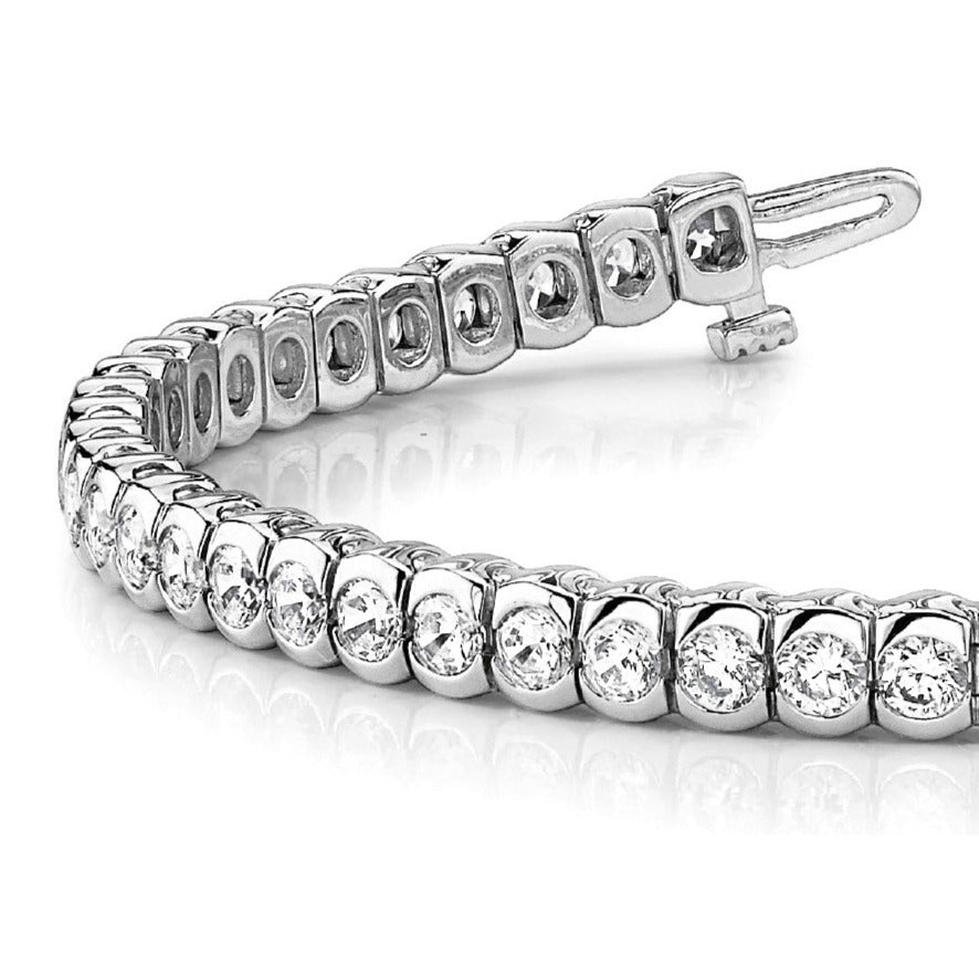 6.00 ctw Round Diamond Bezel Set Tennis Bracelet-in 14K/18K White, Yellow, Rose Gold and Platinum - Christmas Jewelry Gift -VIRABYANI