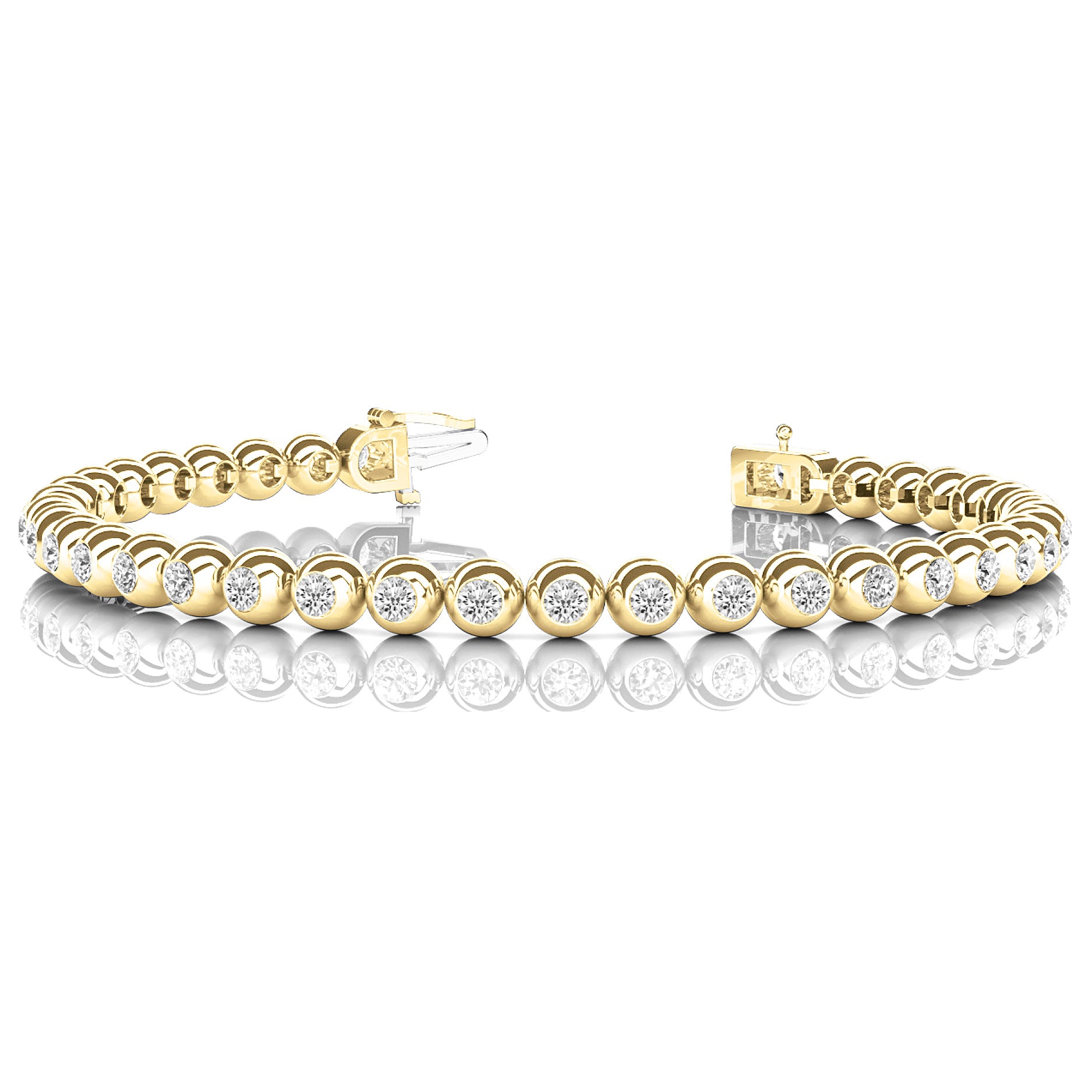 3.00 ctw Round Diamond Bezel Set Tennis Bracelet-VIRABYANI