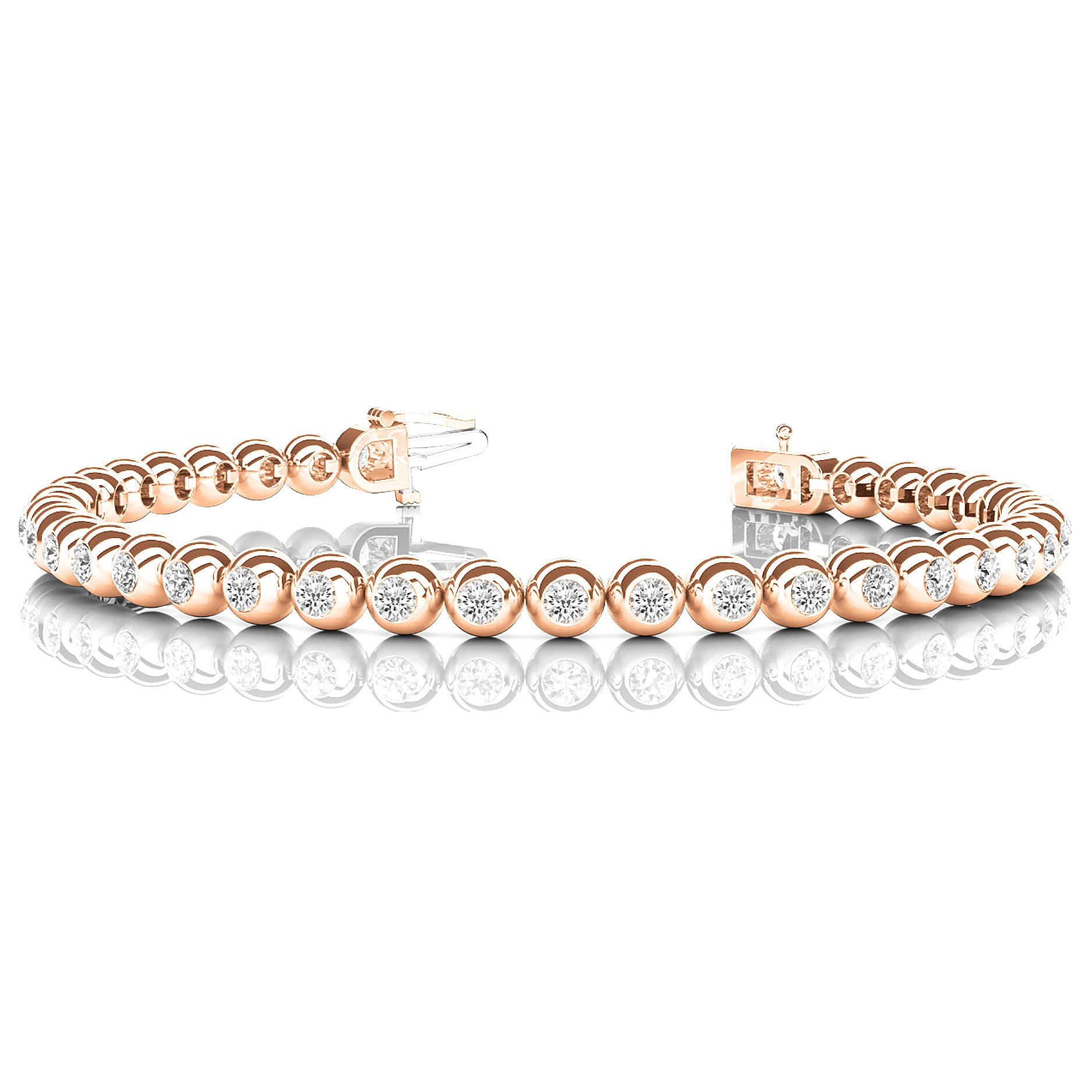 3.00 ctw Round Diamond Bezel Set Tennis Bracelet-VIRABYANI