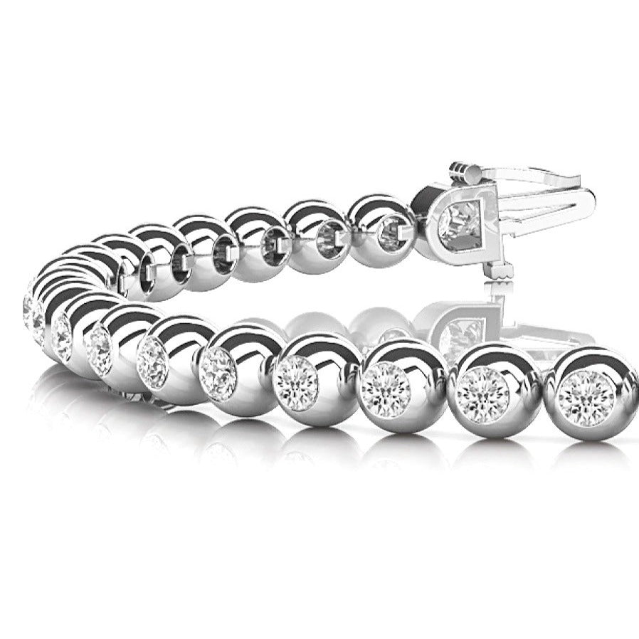 3.00 ctw Round Diamond Bezel Set Tennis Bracelet-in 14K/18K White, Yellow, Rose Gold and Platinum - Christmas Jewelry Gift -VIRABYANI