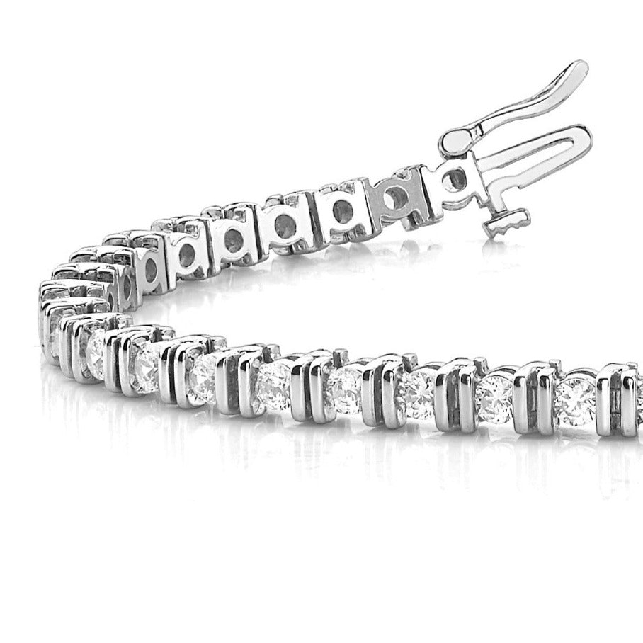 3.00 ctw Round Diamond Bar Set Tennis Bracelet-in 14K/18K White, Yellow, Rose Gold and Platinum - Christmas Jewelry Gift -VIRABYANI