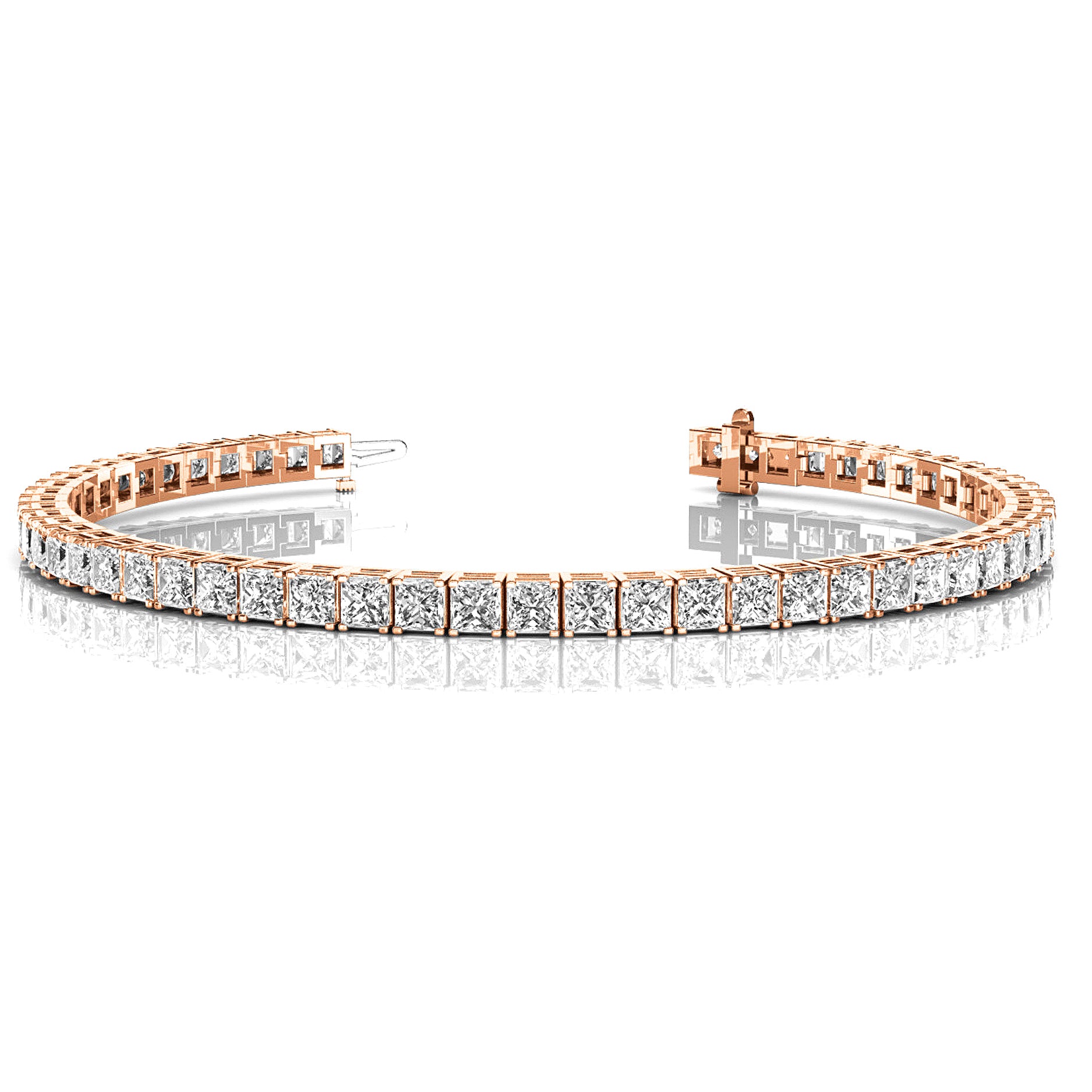 10.0 ctw Princess Cut Diamond Tennis Bracelet With Modern Square Prongs-VIRABYANI