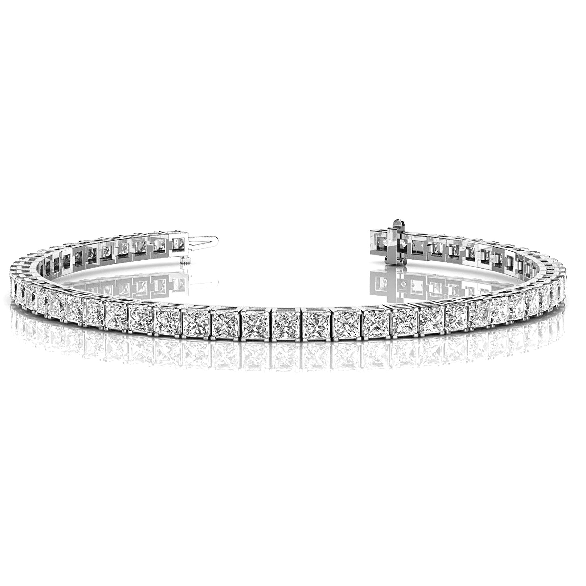 10.0 ctw Princess Cut Diamond Tennis Bracelet With Modern Square Prongs-VIRABYANI