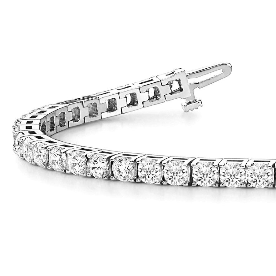 7.75 ctw Round Diamond Tennis Bracelet Four Prong Set-in 14K/18K White, Yellow, Rose Gold and Platinum - Christmas Jewelry Gift -VIRABYANI